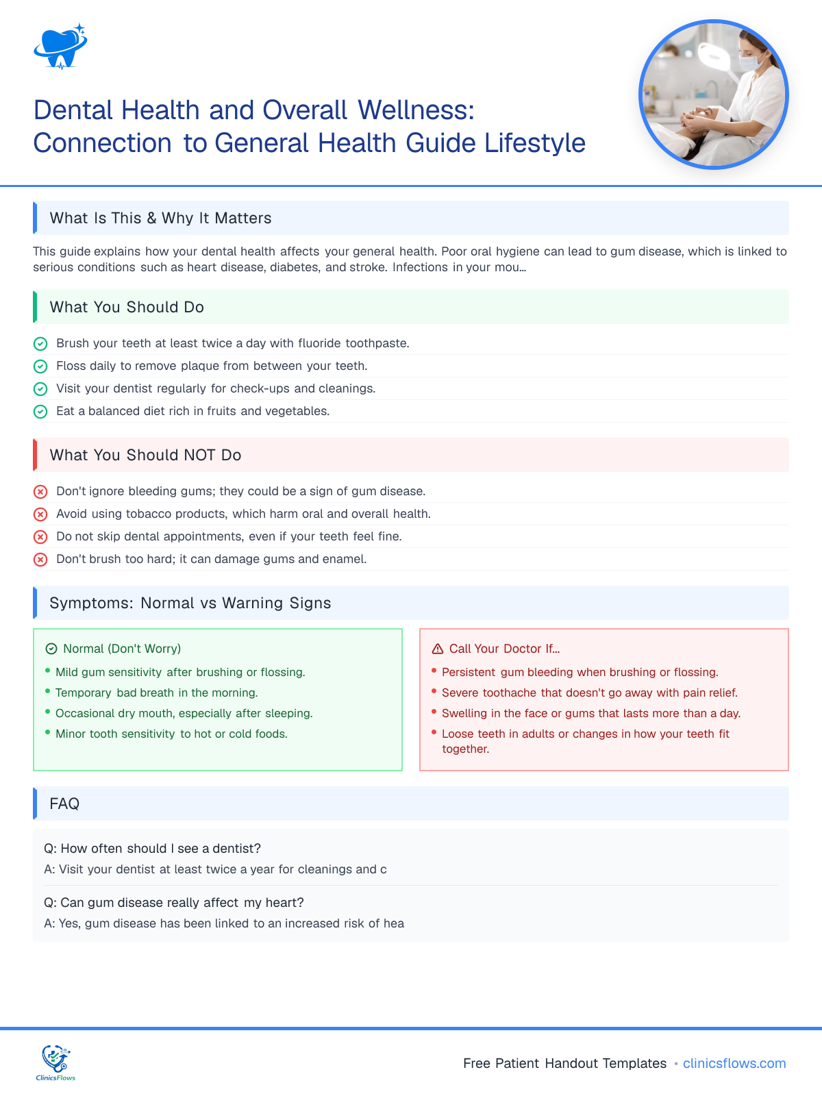 Dental Health and Overall Wellness: Connection to General Health Guide Lifestyle - patient handout preview