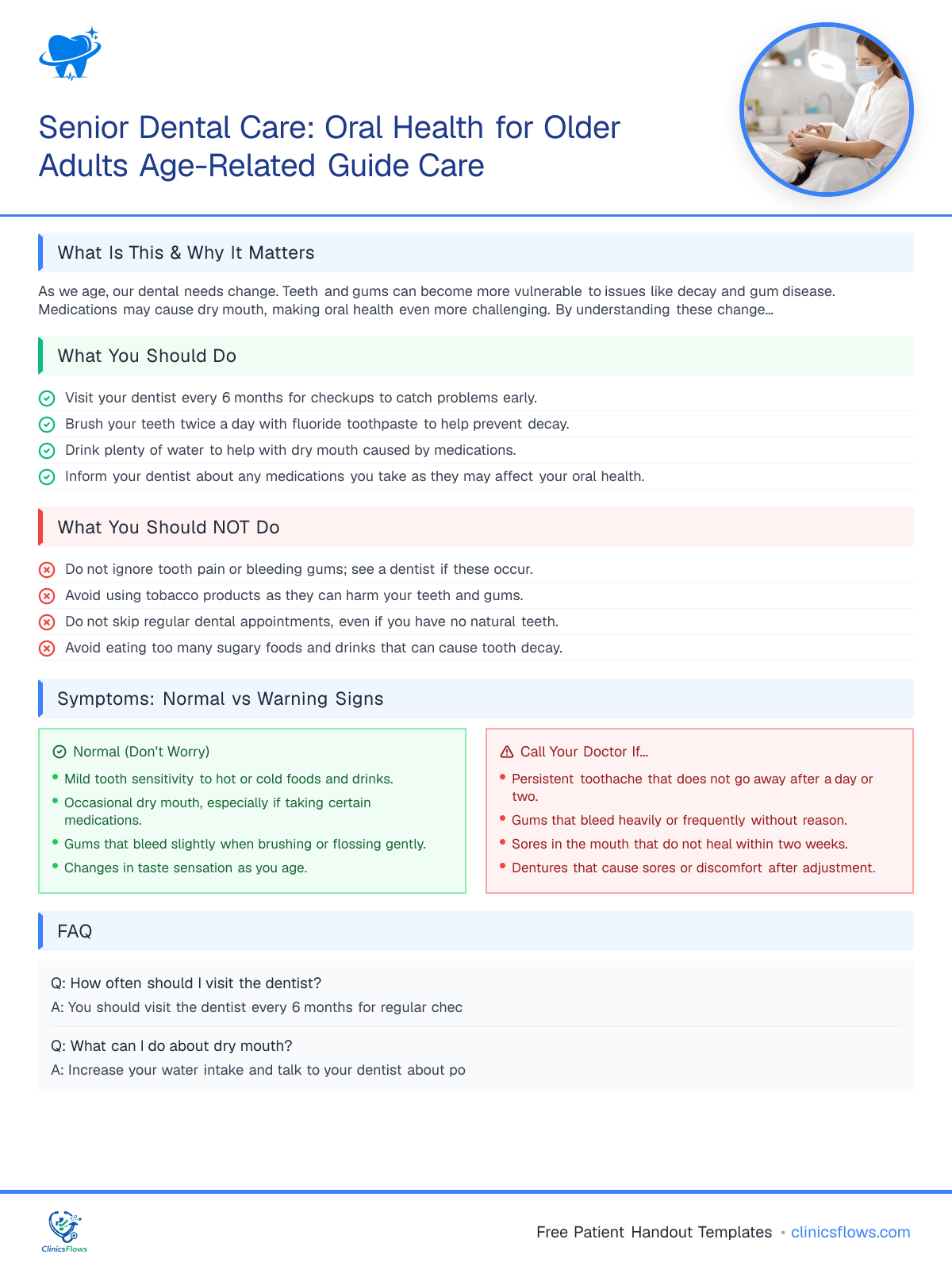 Senior Dental Care: Oral Health for Older Adults Age-Related Guide Care - patient handout preview