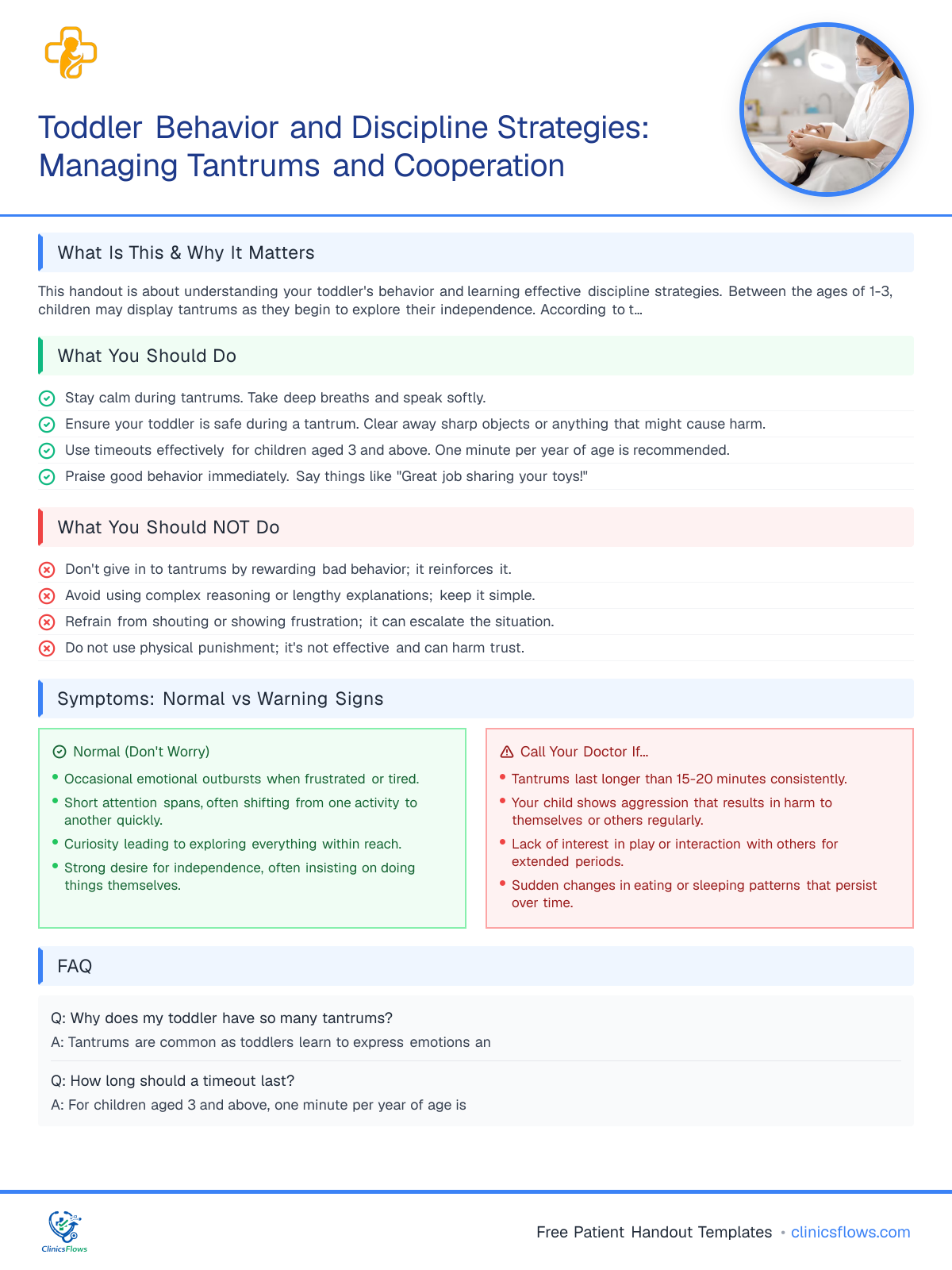 Toddler Behavior and Discipline Strategies: Managing Tantrums and Cooperation - patient handout preview