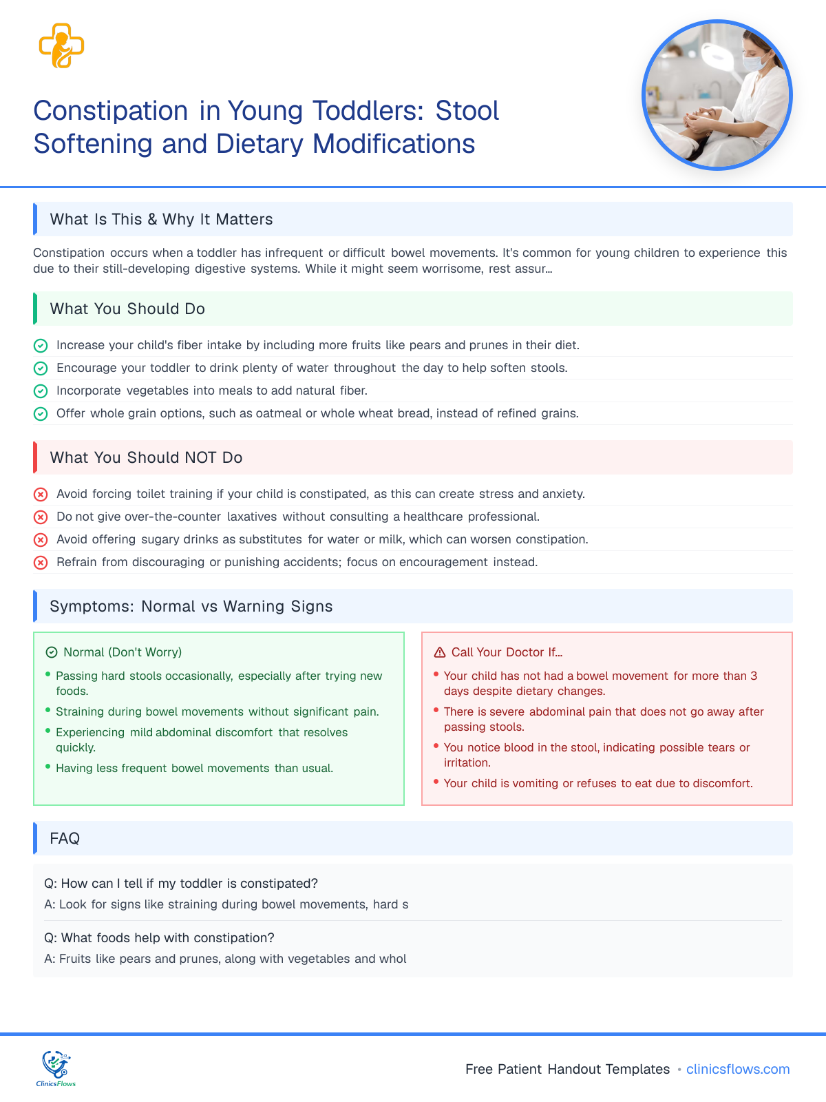 Constipation in Young Toddlers: Stool Softening and Dietary Modifications - patient handout preview