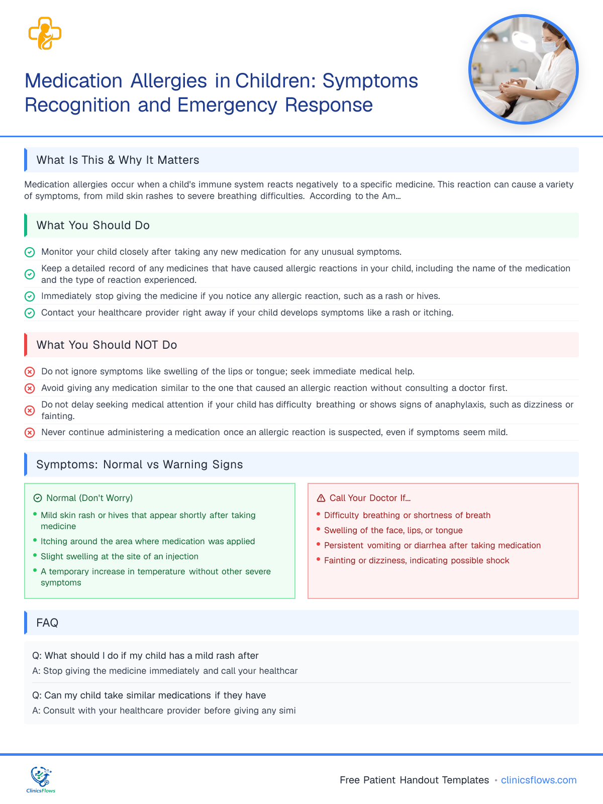 Medication Allergies in Children: Symptoms Recognition and Emergency Response - patient handout preview