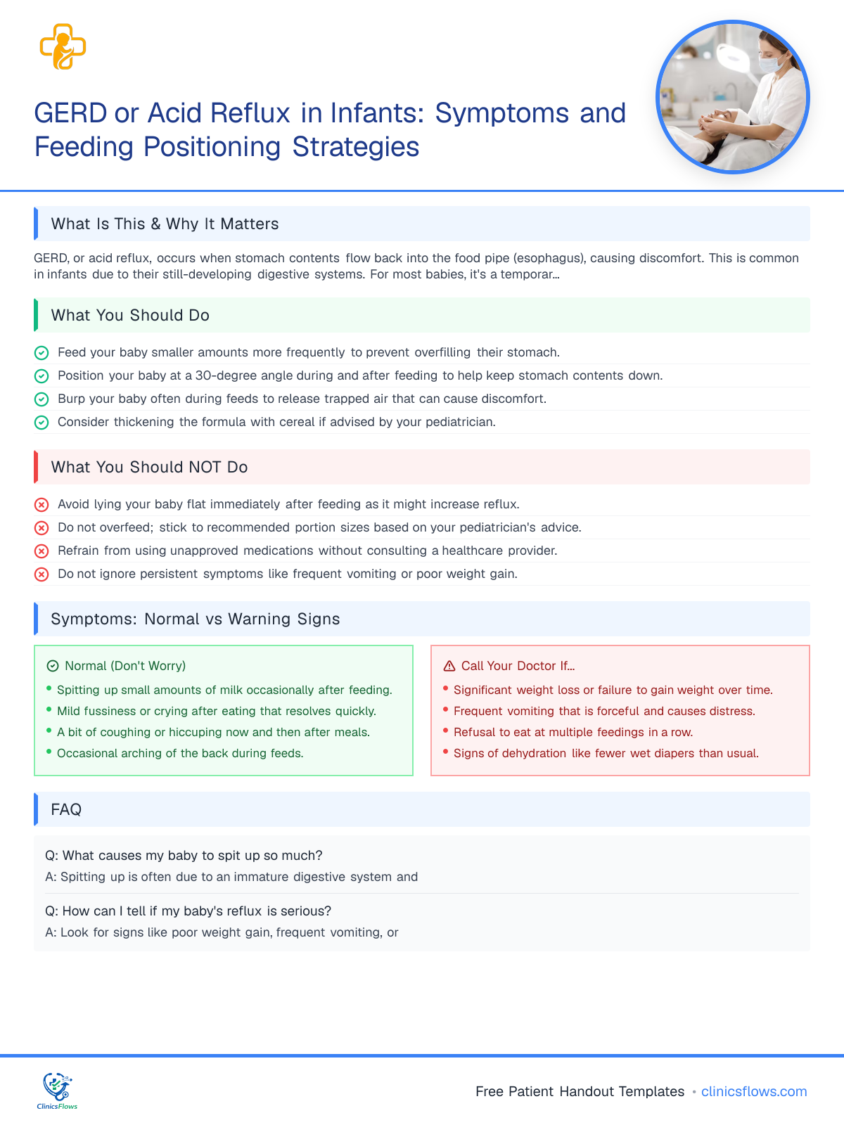 GERD or Acid Reflux in Infants: Symptoms and Feeding Positioning Strategies - patient handout preview