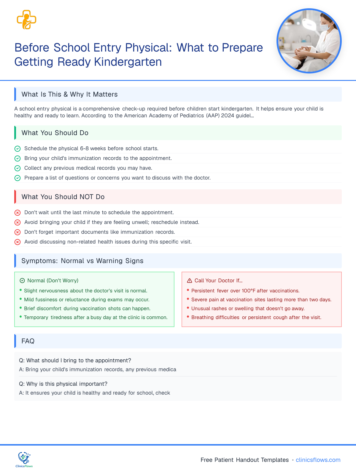 Before School Entry Physical: What to Prepare Getting Ready Kindergarten - patient handout preview