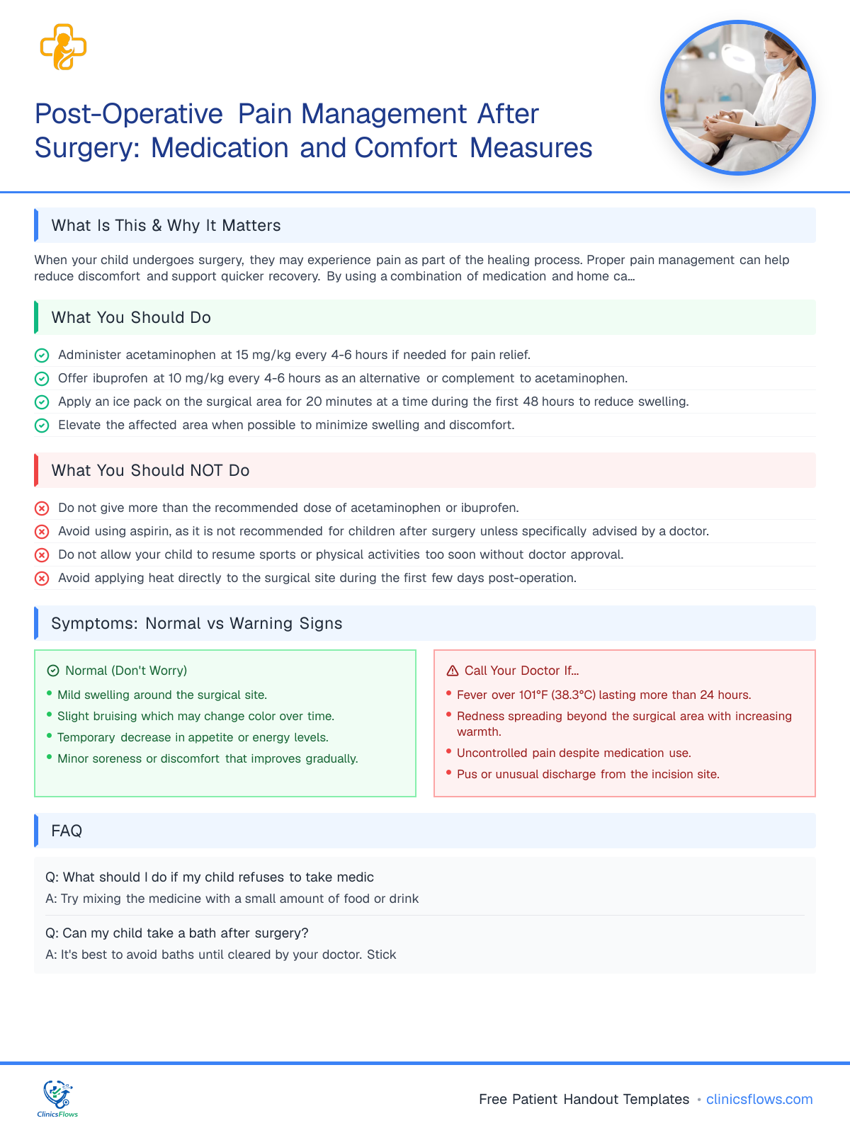 Post-Operative Pain Management After Surgery: Medication and Comfort Measures - patient handout preview