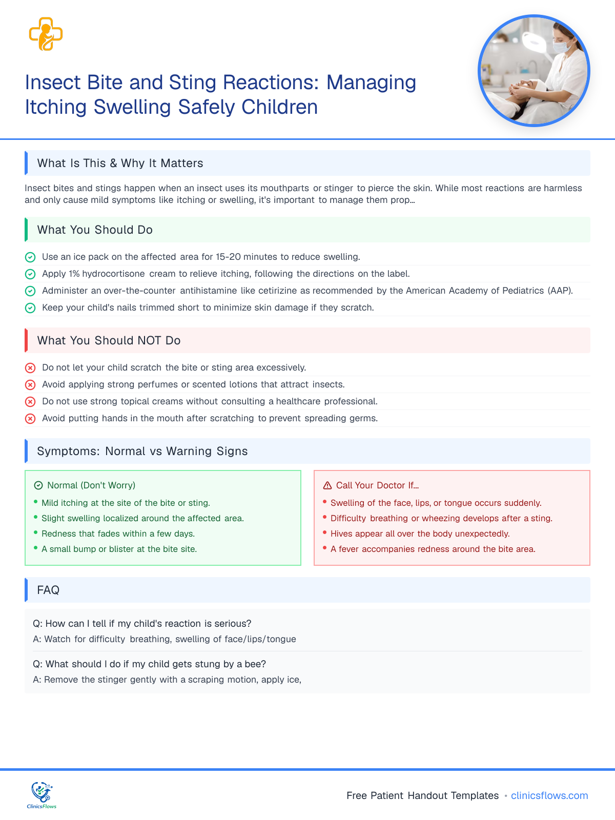 Insect Bite and Sting Reactions: Managing Itching Swelling Safely Children - patient handout preview