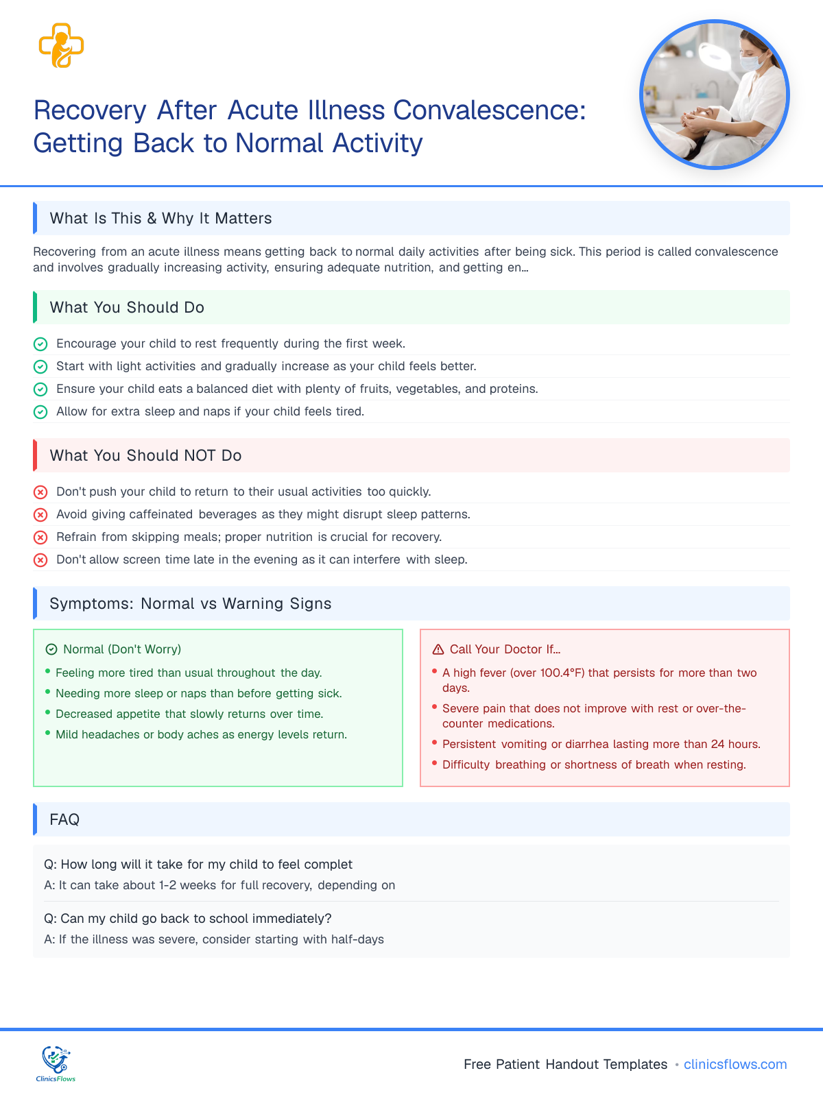 Recovery After Acute Illness Convalescence: Getting Back to Normal Activity - patient handout preview