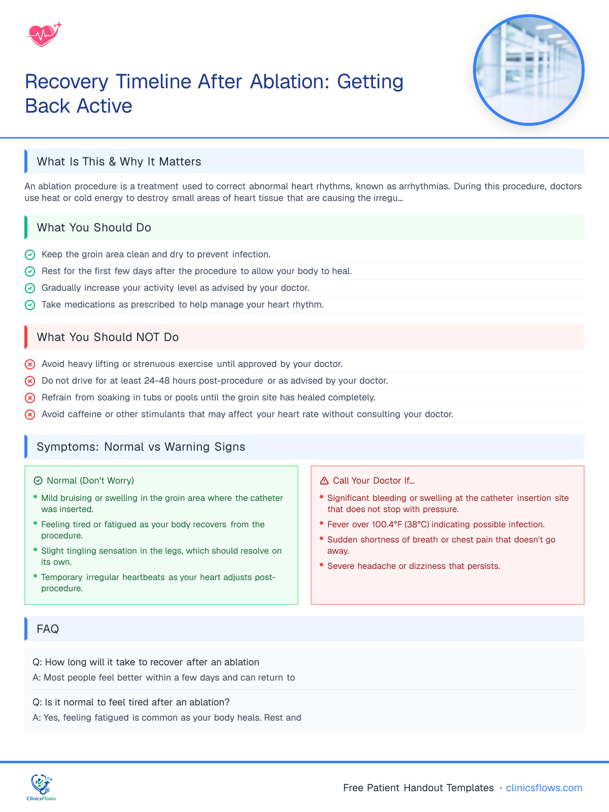 Recovery Timeline After Ablation: Getting Back Active - patient handout preview