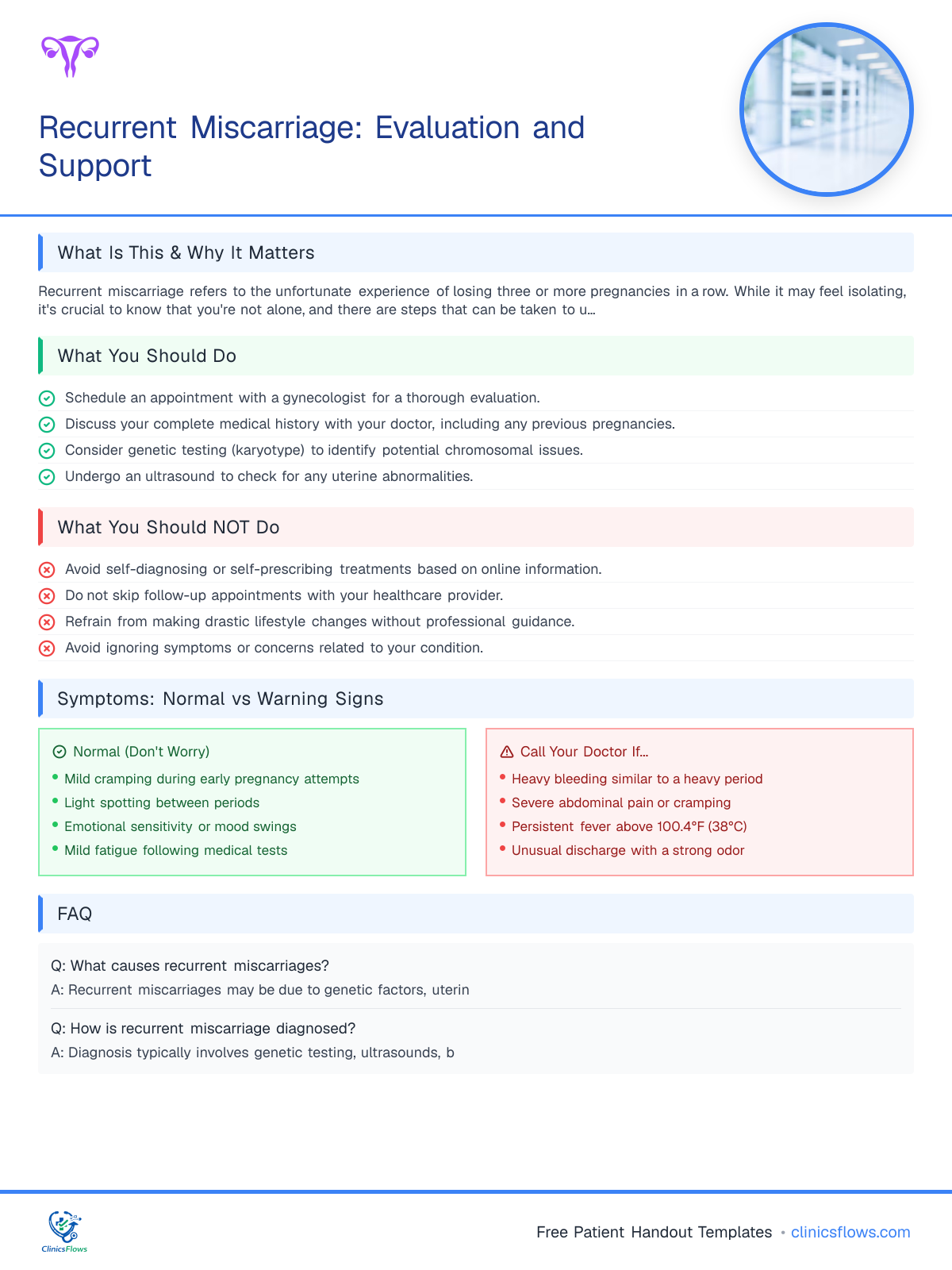 Recurrent Miscarriage: Evaluation and Support - patient handout preview