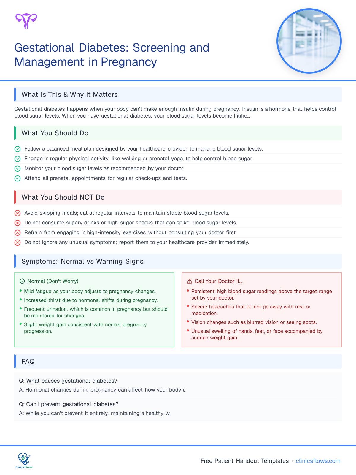 Gestational Diabetes: Screening and Management in Pregnancy - patient handout preview