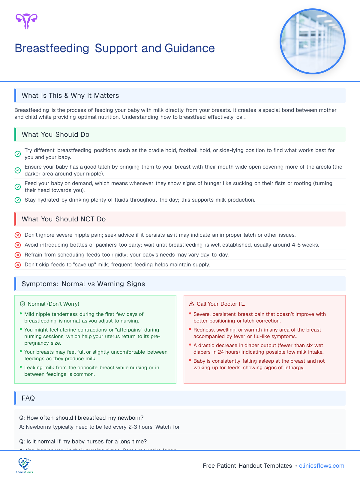 Breastfeeding Support and Guidance - patient handout preview