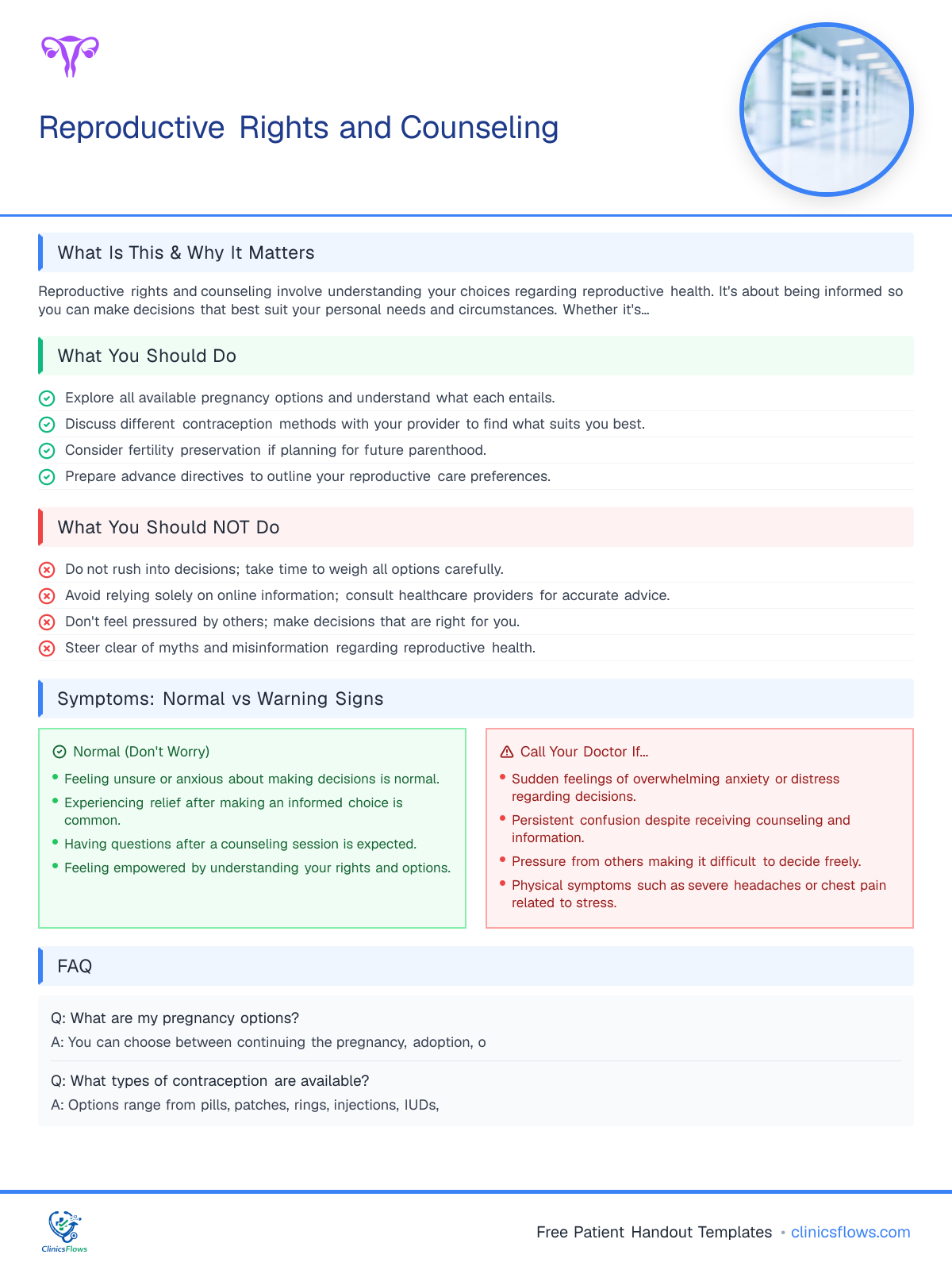 Reproductive Rights and Counseling - patient handout preview
