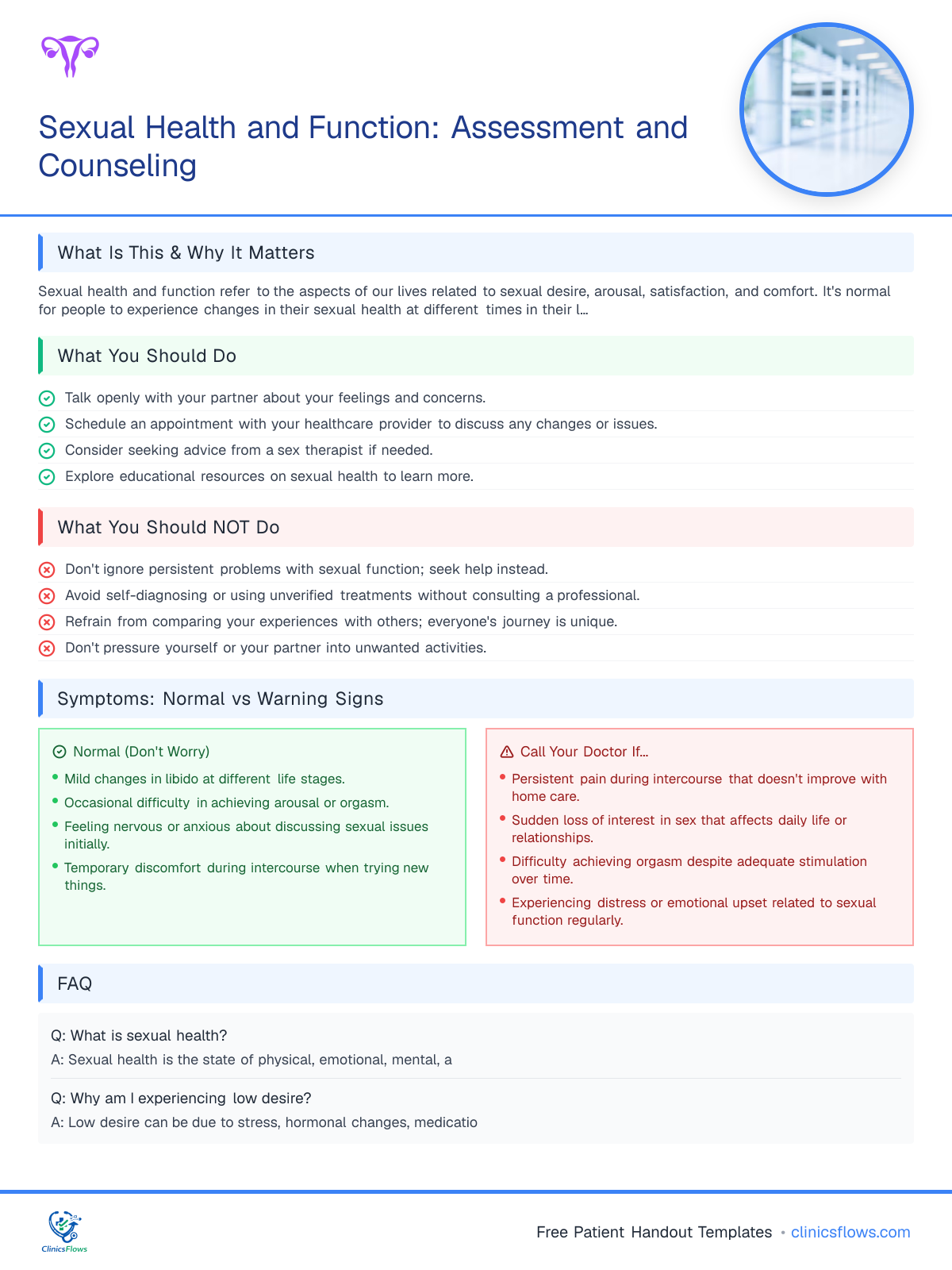 Sexual Health and Function: Assessment and Counseling - patient handout preview