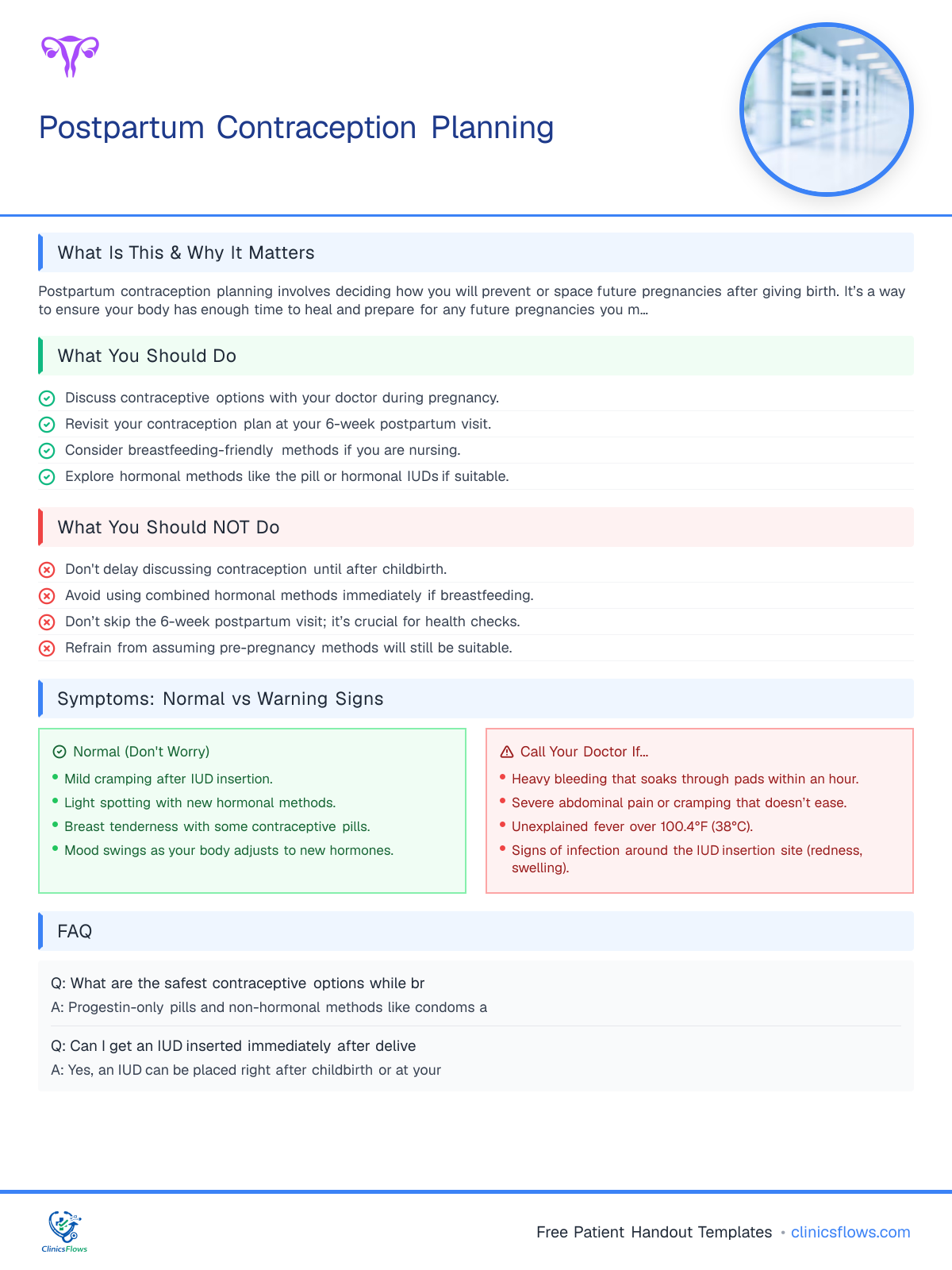 Postpartum Contraception Planning - patient handout preview