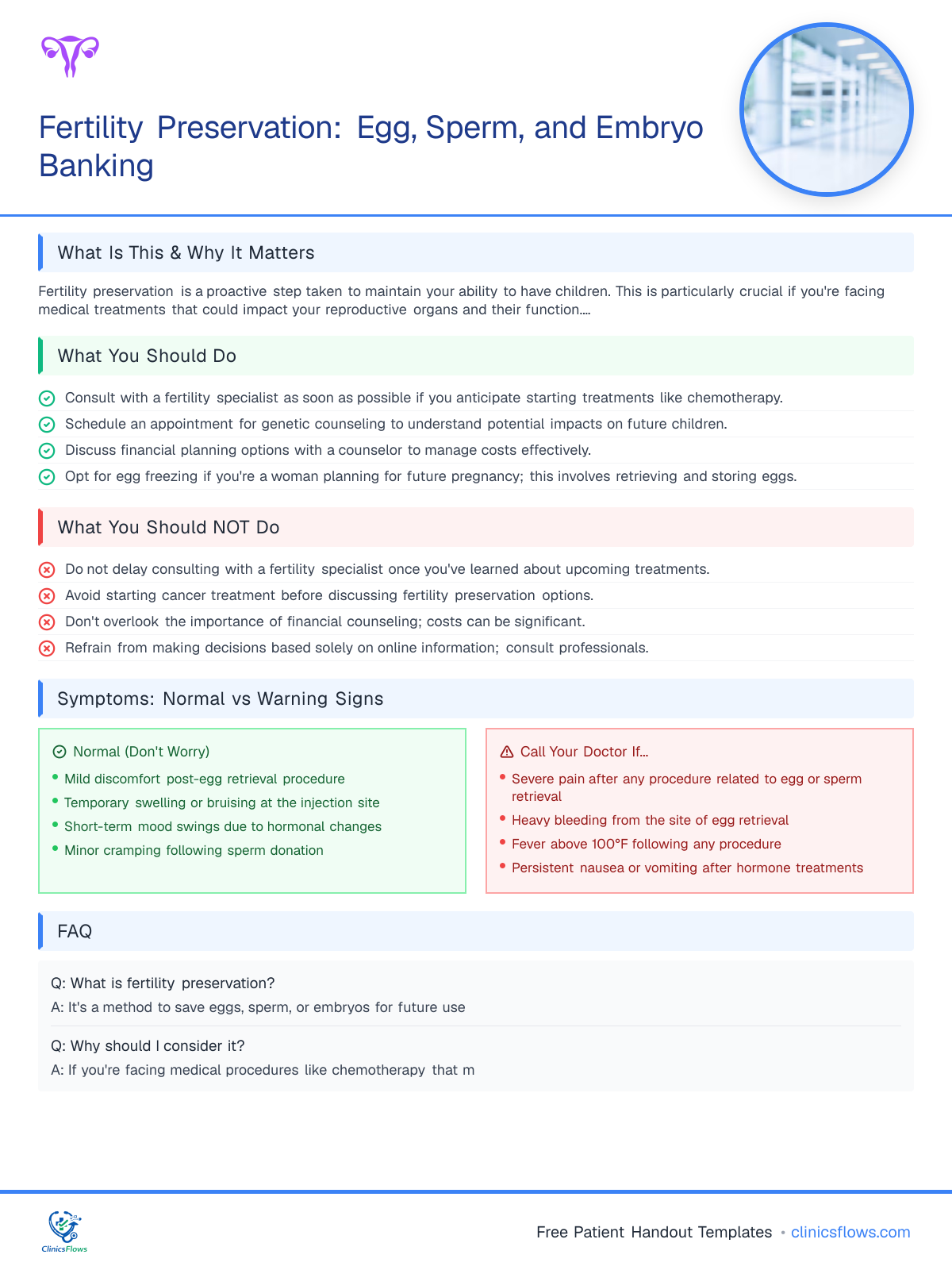 Fertility Preservation: Egg, Sperm, and Embryo Banking - patient handout preview