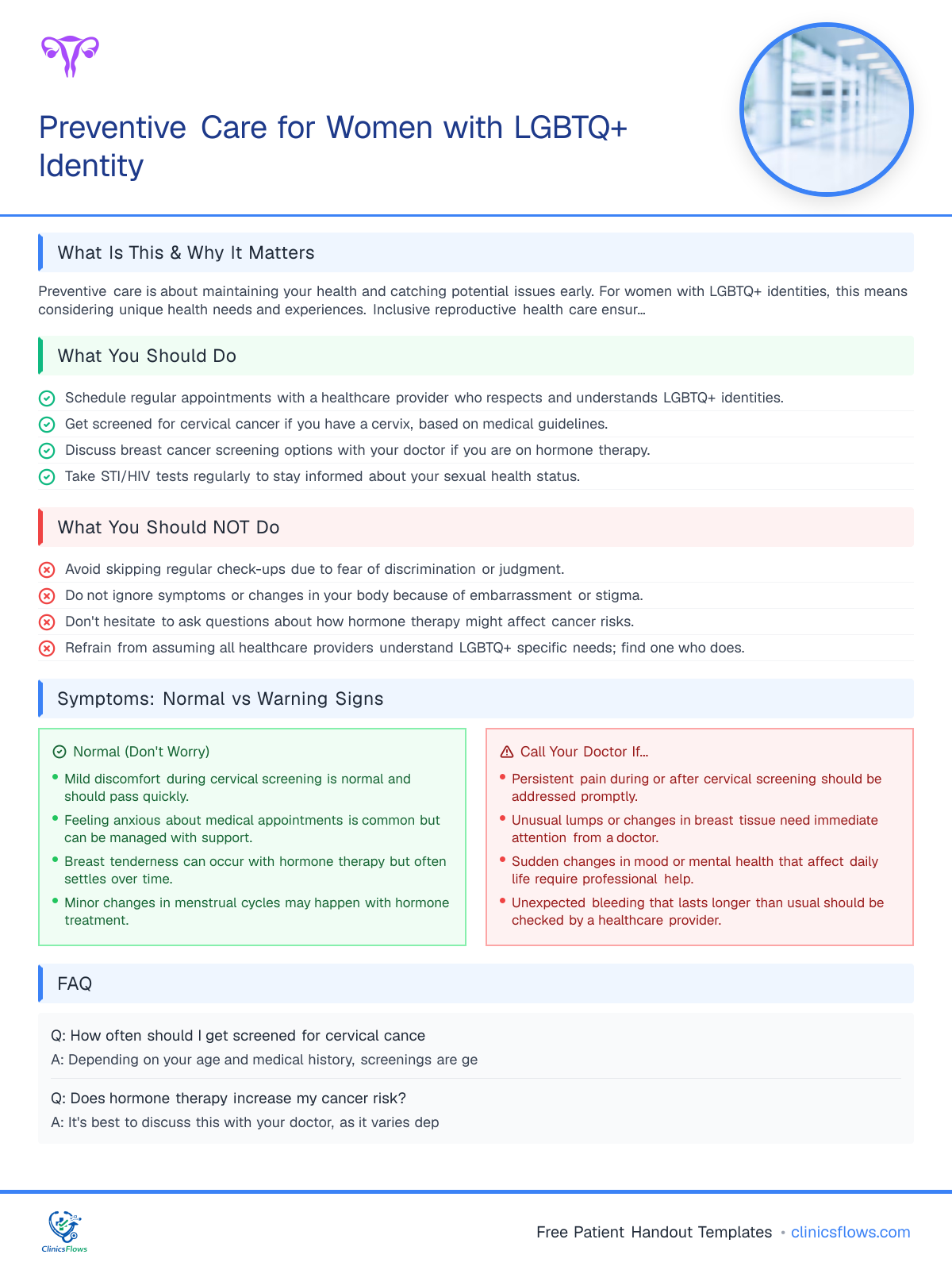 Preventive Care for Women with LGBTQ+ Identity - patient handout preview