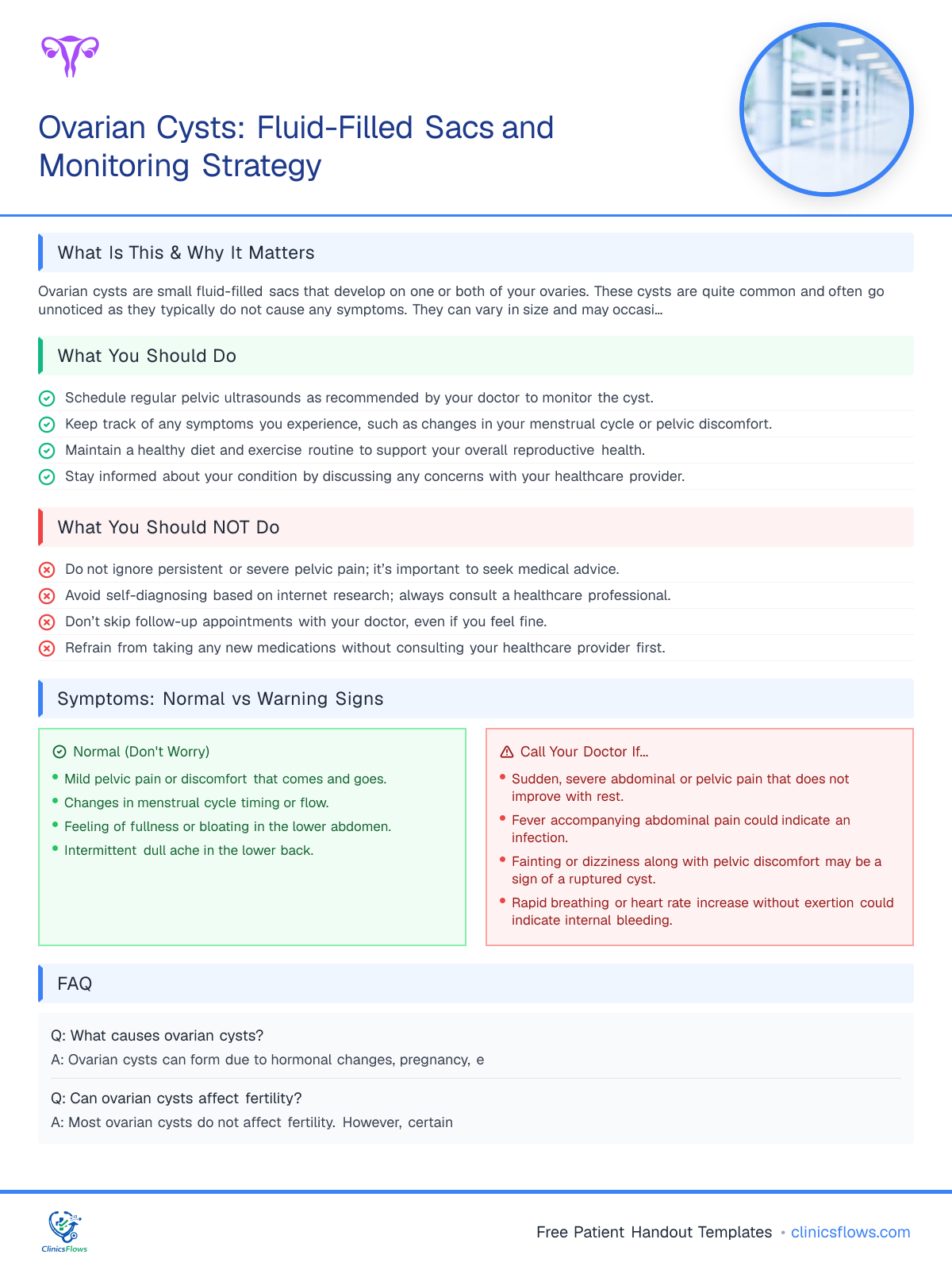 Ovarian Cysts: Fluid-Filled Sacs and Monitoring Strategy - patient handout preview