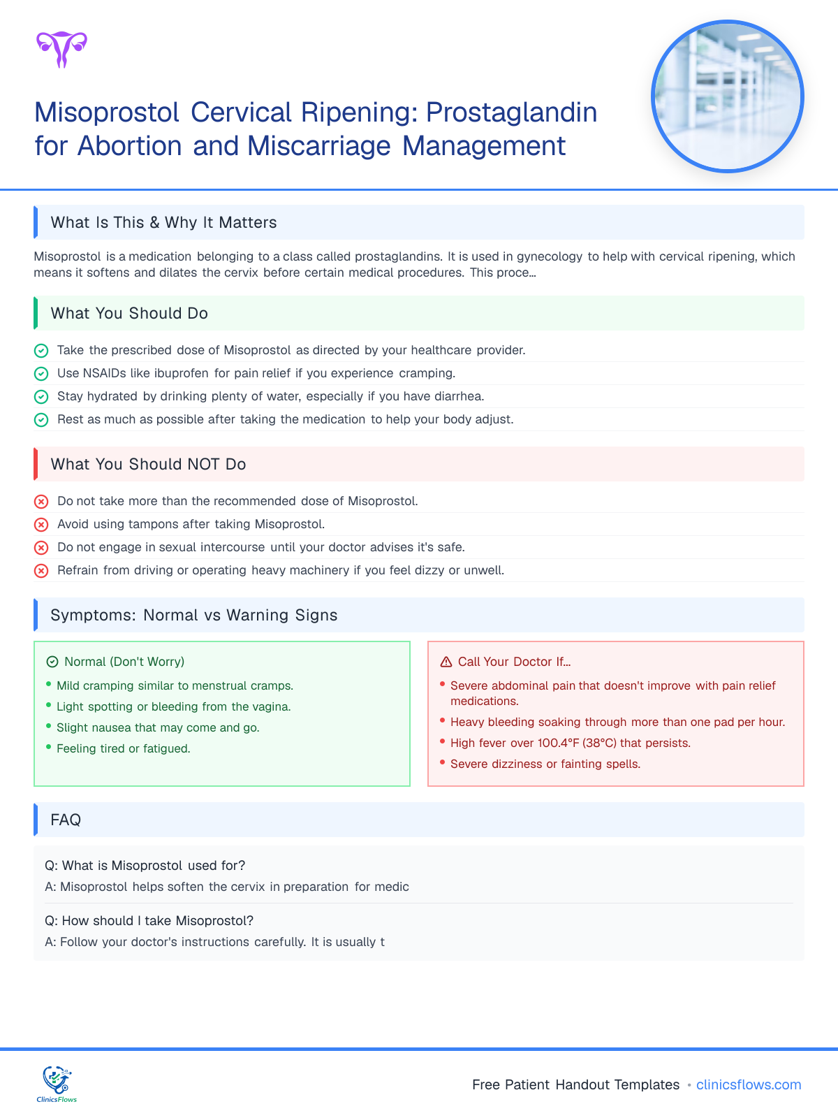 Misoprostol Cervical Ripening: Prostaglandin for Abortion and Miscarriage Management - patient handout preview