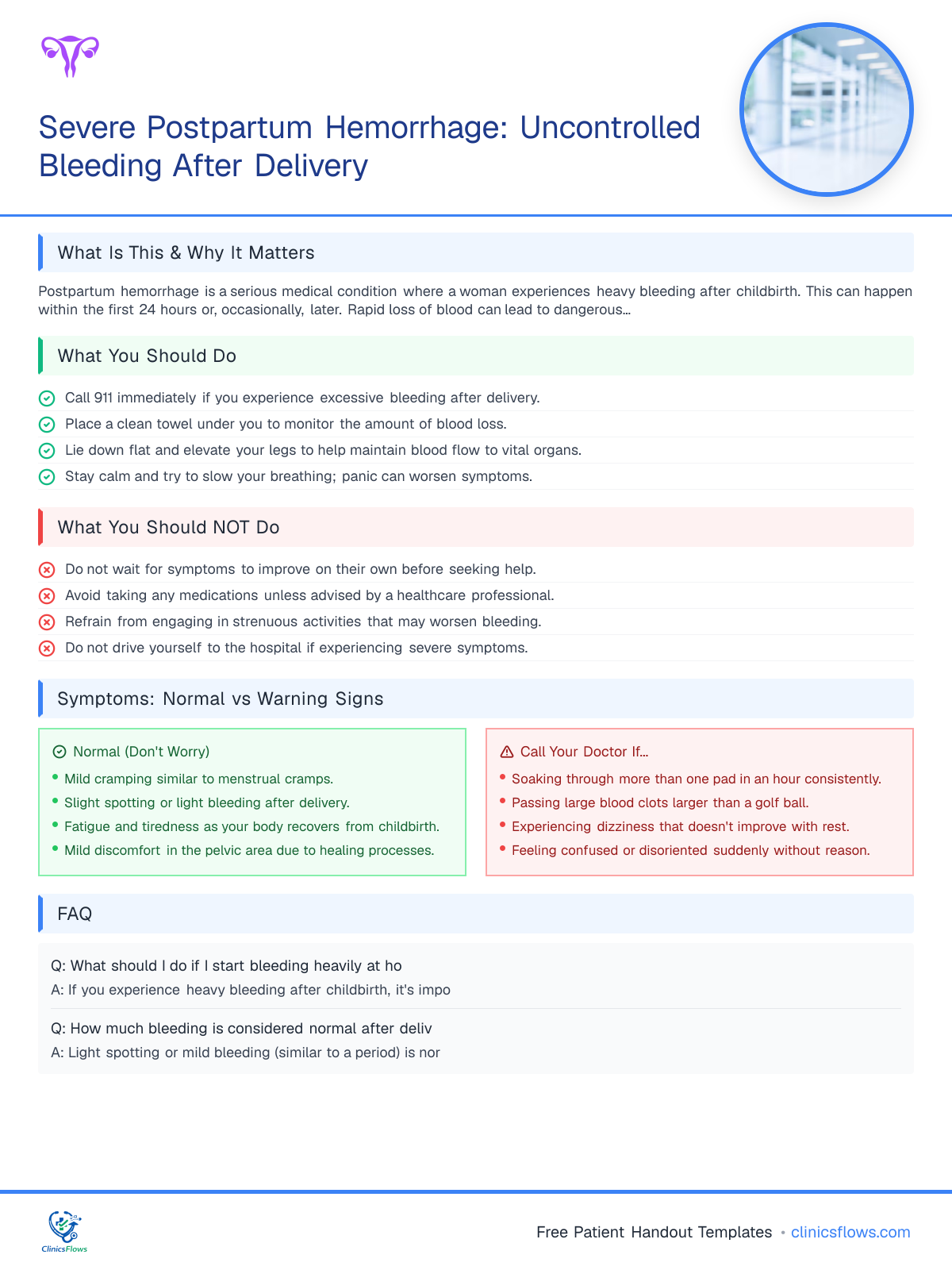 Severe Postpartum Hemorrhage: Uncontrolled Bleeding After Delivery - patient handout preview