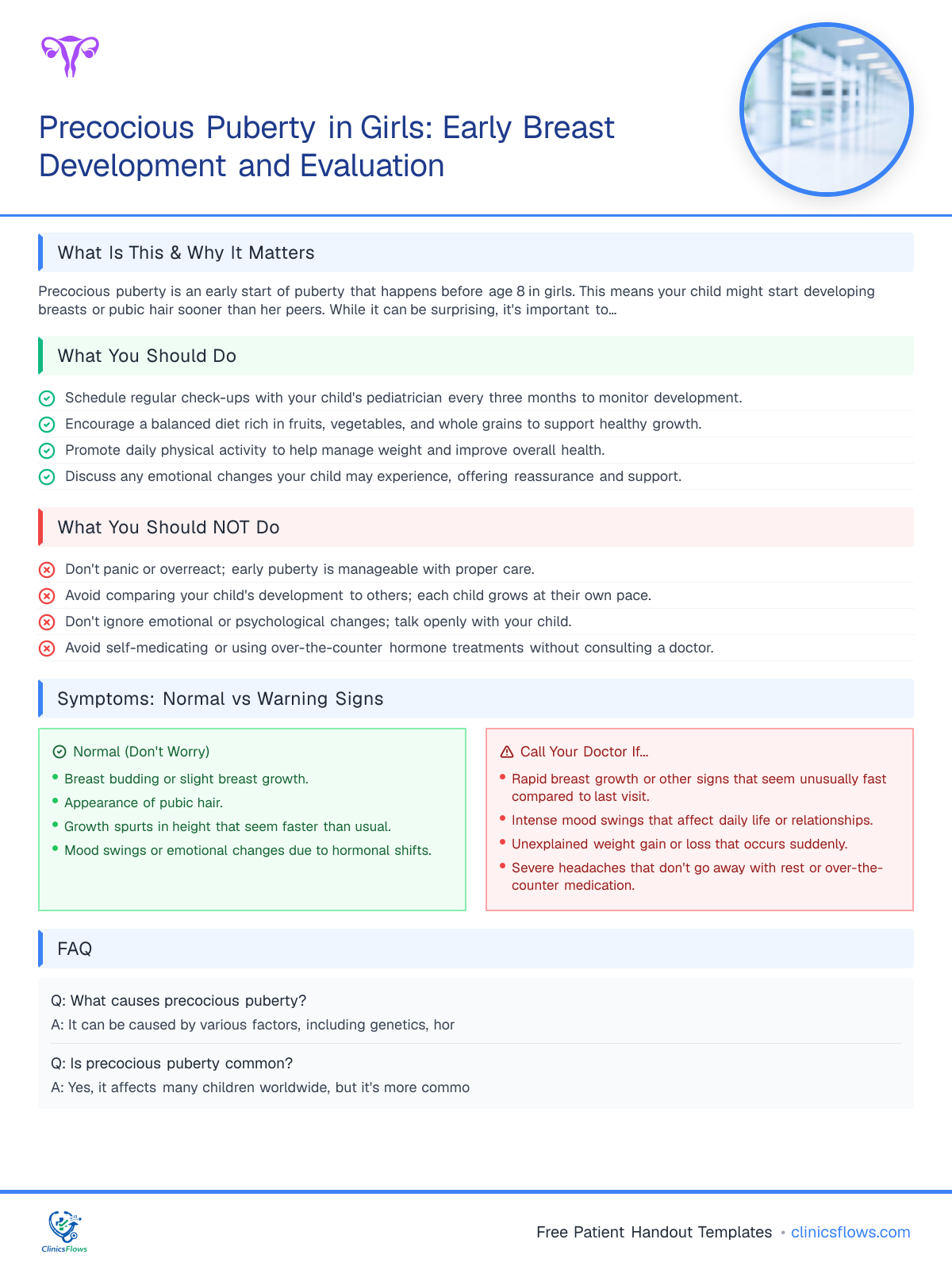 Precocious Puberty in Girls: Early Breast Development and Evaluation - patient handout preview