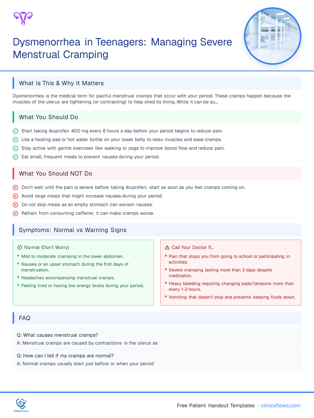 Dysmenorrhea in Teenagers: Managing Severe Menstrual Cramping - patient handout preview