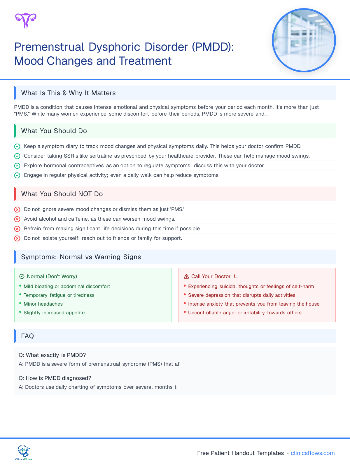 Premenstrual Dysphoric Disorder (PMDD): Mood Changes and Treatment - patient handout preview