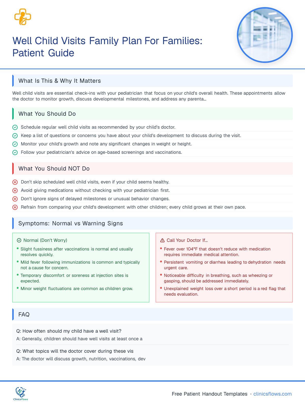 Well Child Visits Family Plan For Families: Patient Guide - patient handout preview