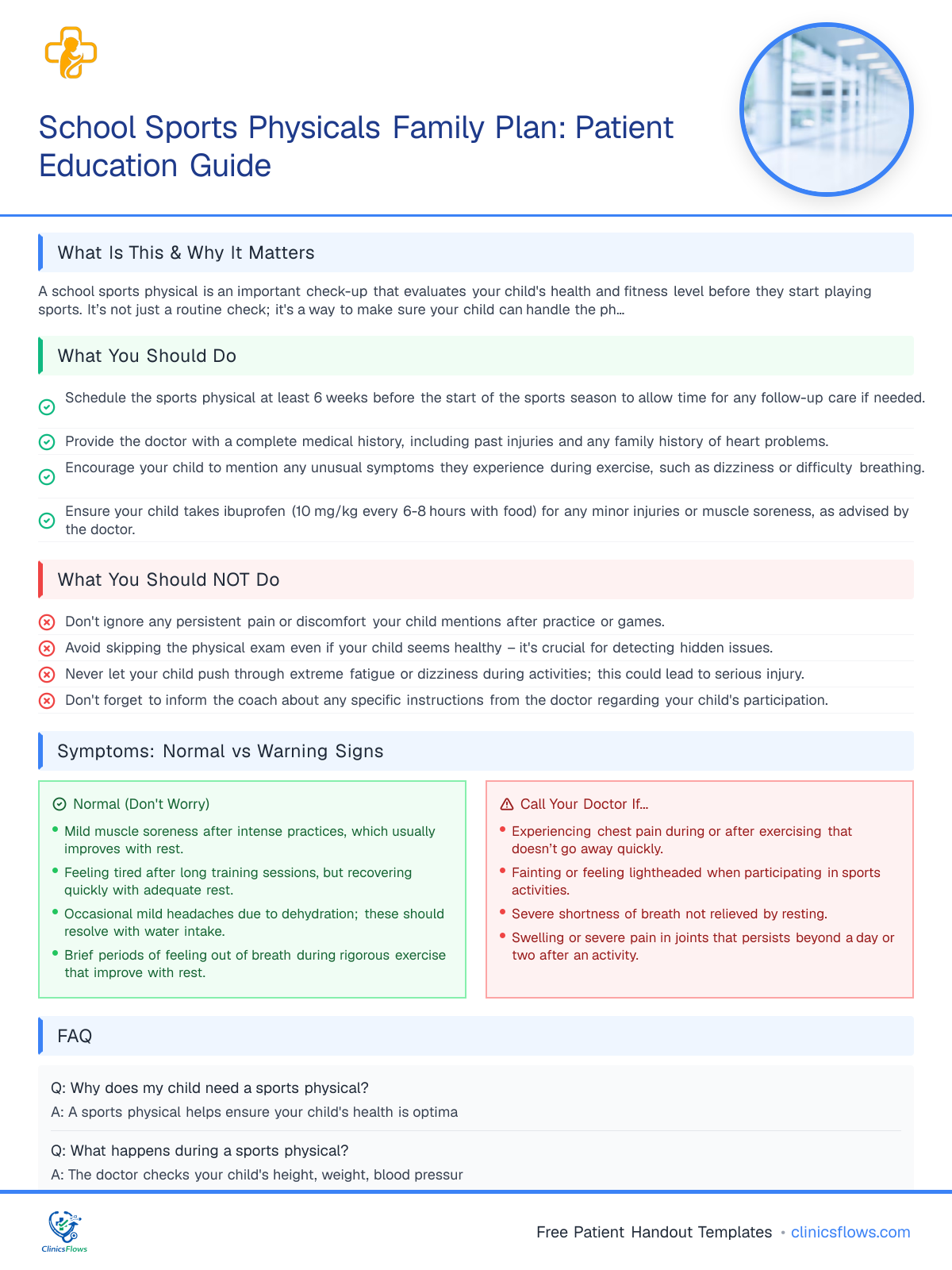 School Sports Physicals Family Plan: Patient Education Guide - patient handout preview