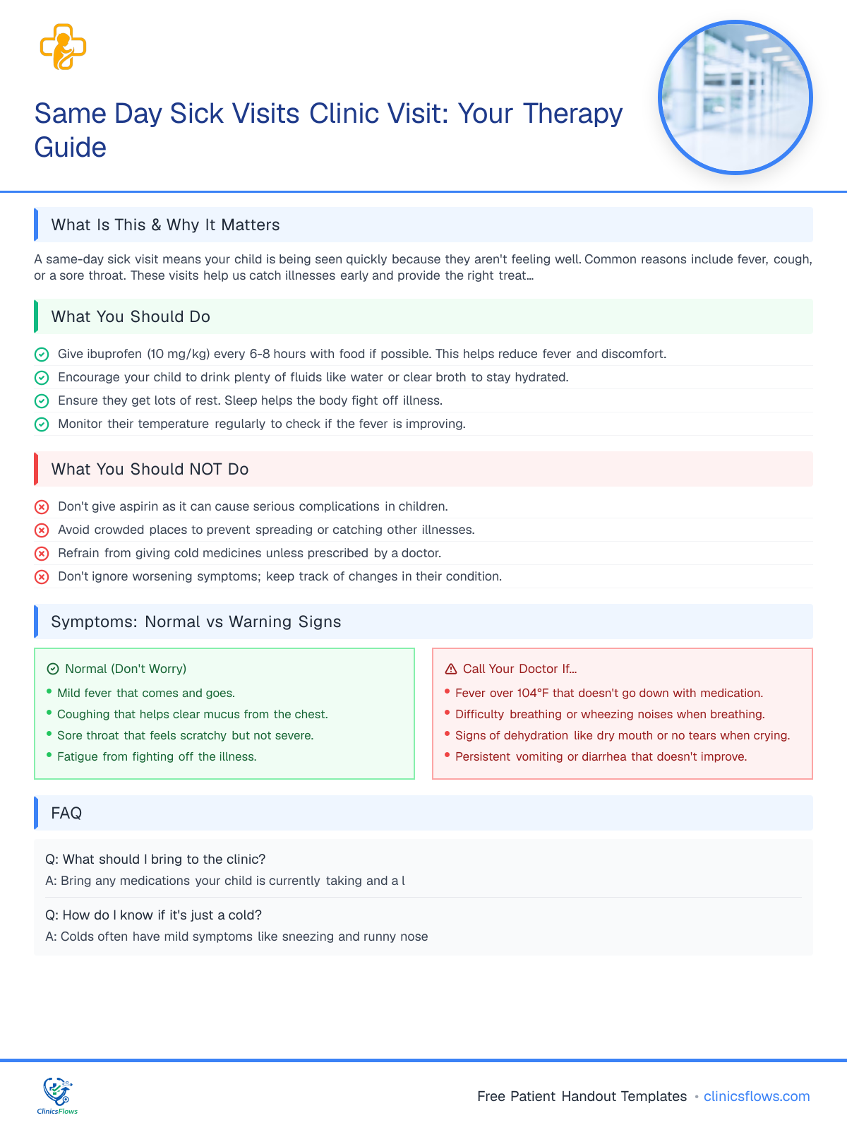 Same Day Sick Visits Clinic Visit: Your Therapy Guide - patient handout preview