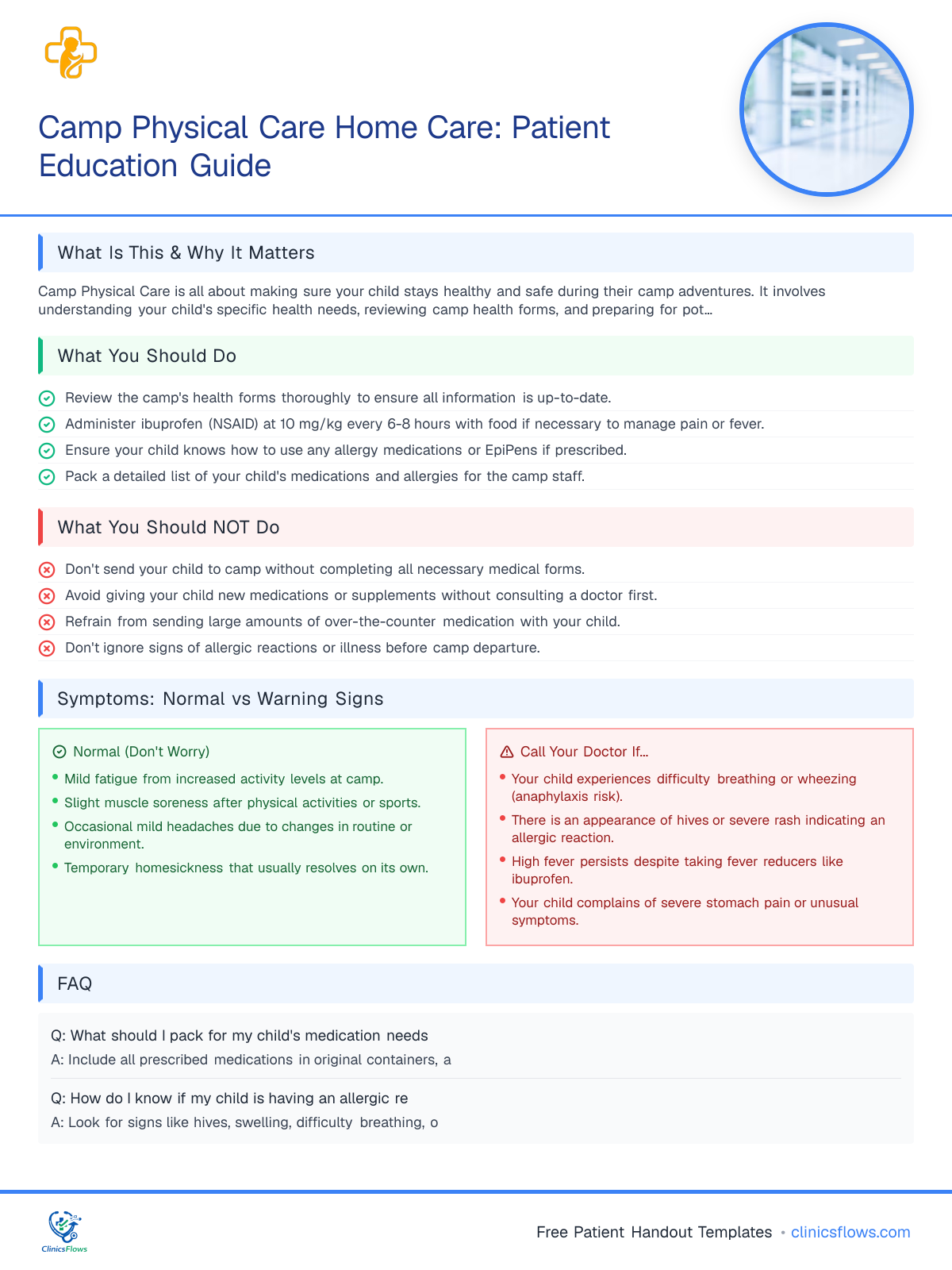 Camp Physical Care Home Care: Patient Education Guide - patient handout preview