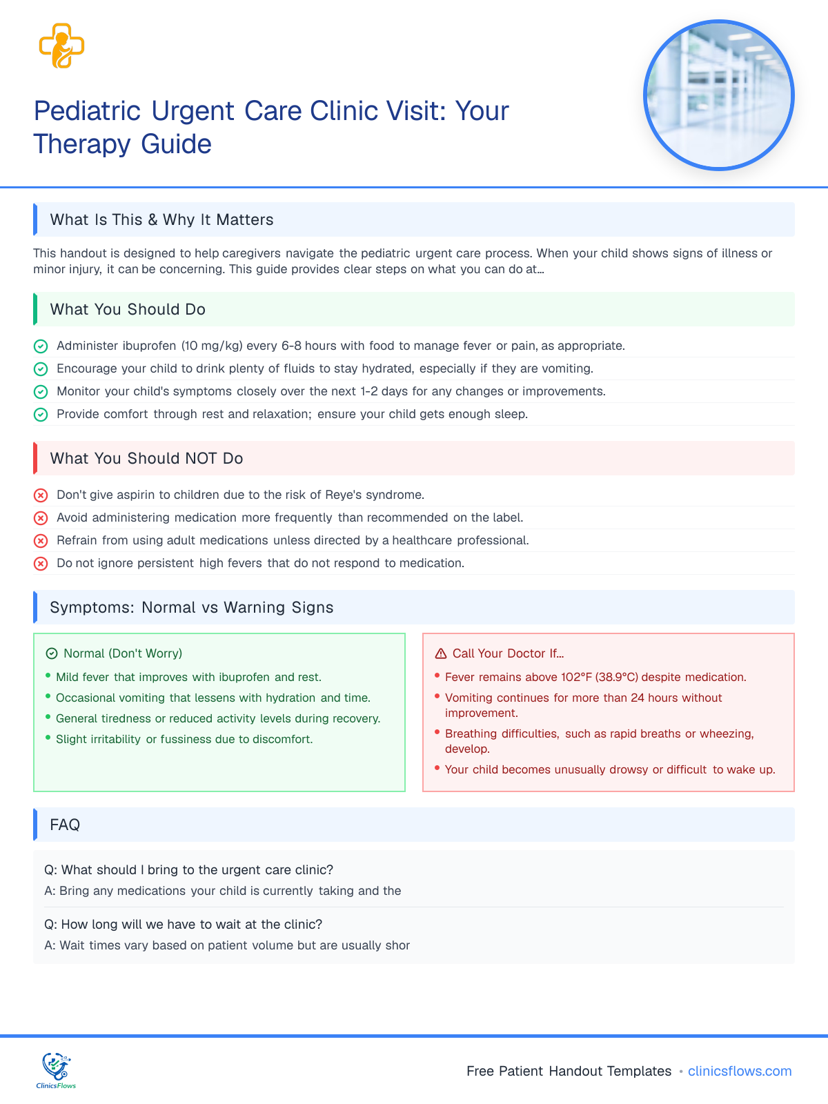 Pediatric Urgent Care Clinic Visit: Your Therapy Guide - patient handout preview