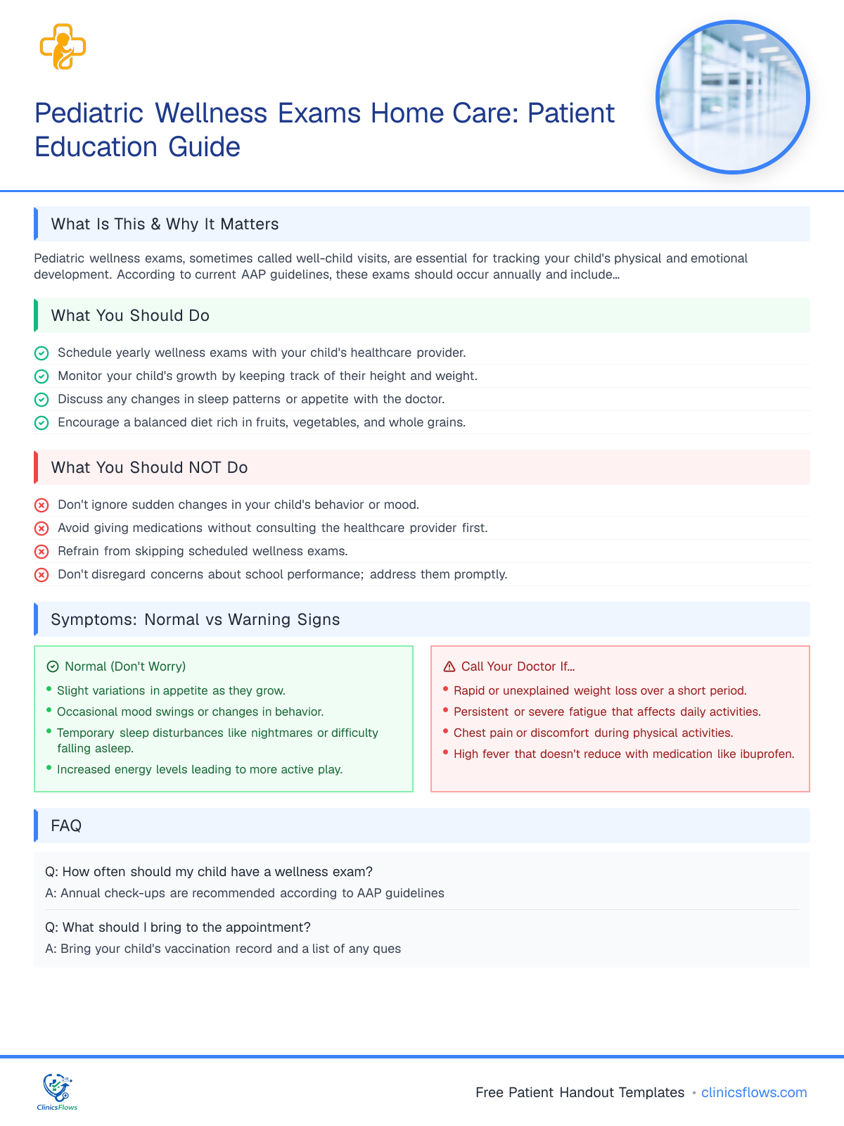 Pediatric Wellness Exams Home Care: Patient Education Guide - patient handout preview