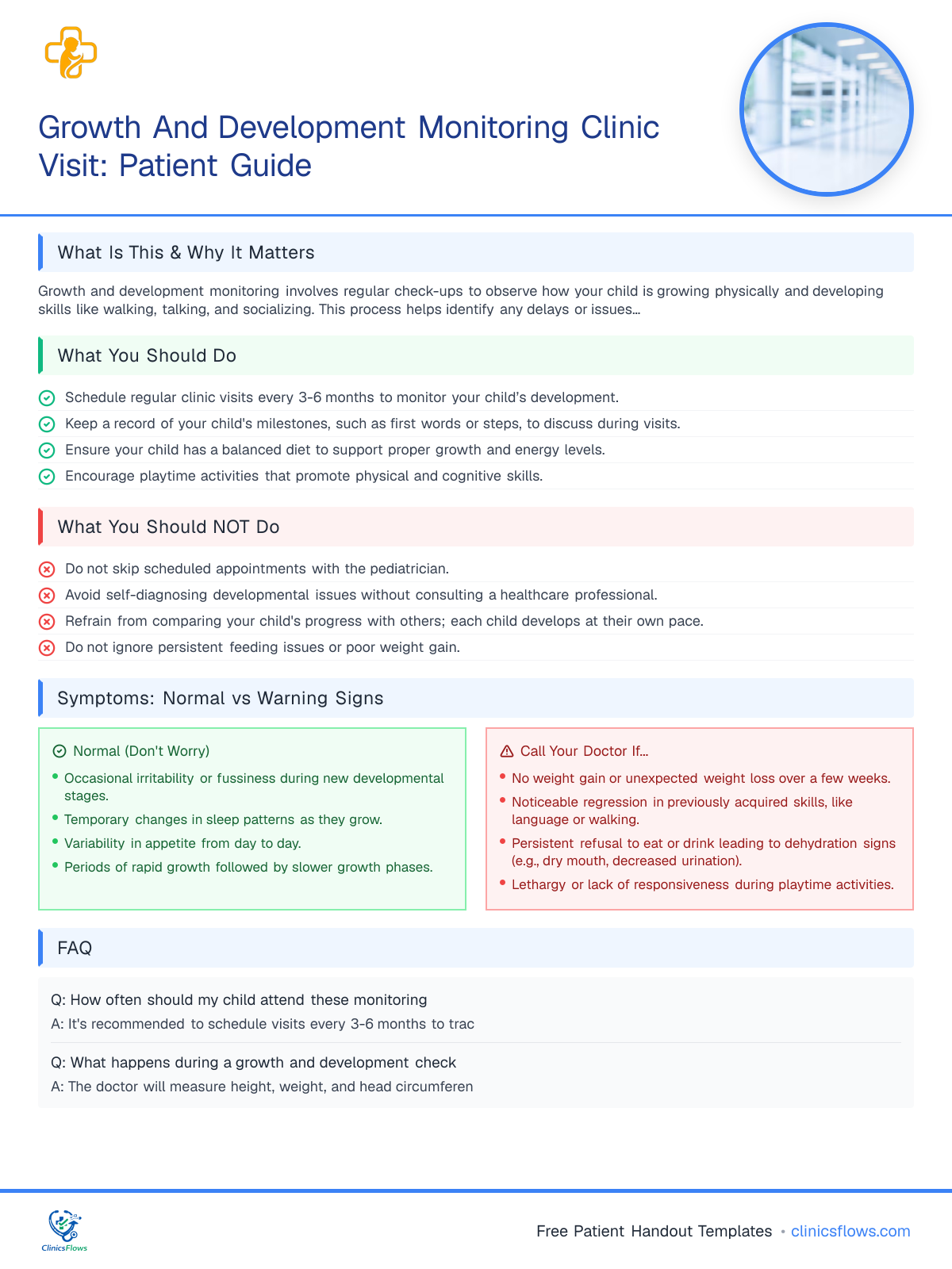 Growth And Development Monitoring Clinic Visit: Patient Guide - patient handout preview