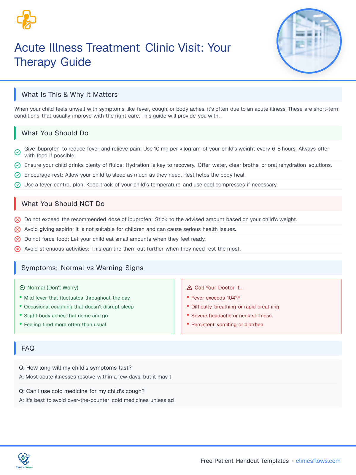 Acute Illness Treatment Clinic Visit: Your Therapy Guide - patient handout preview