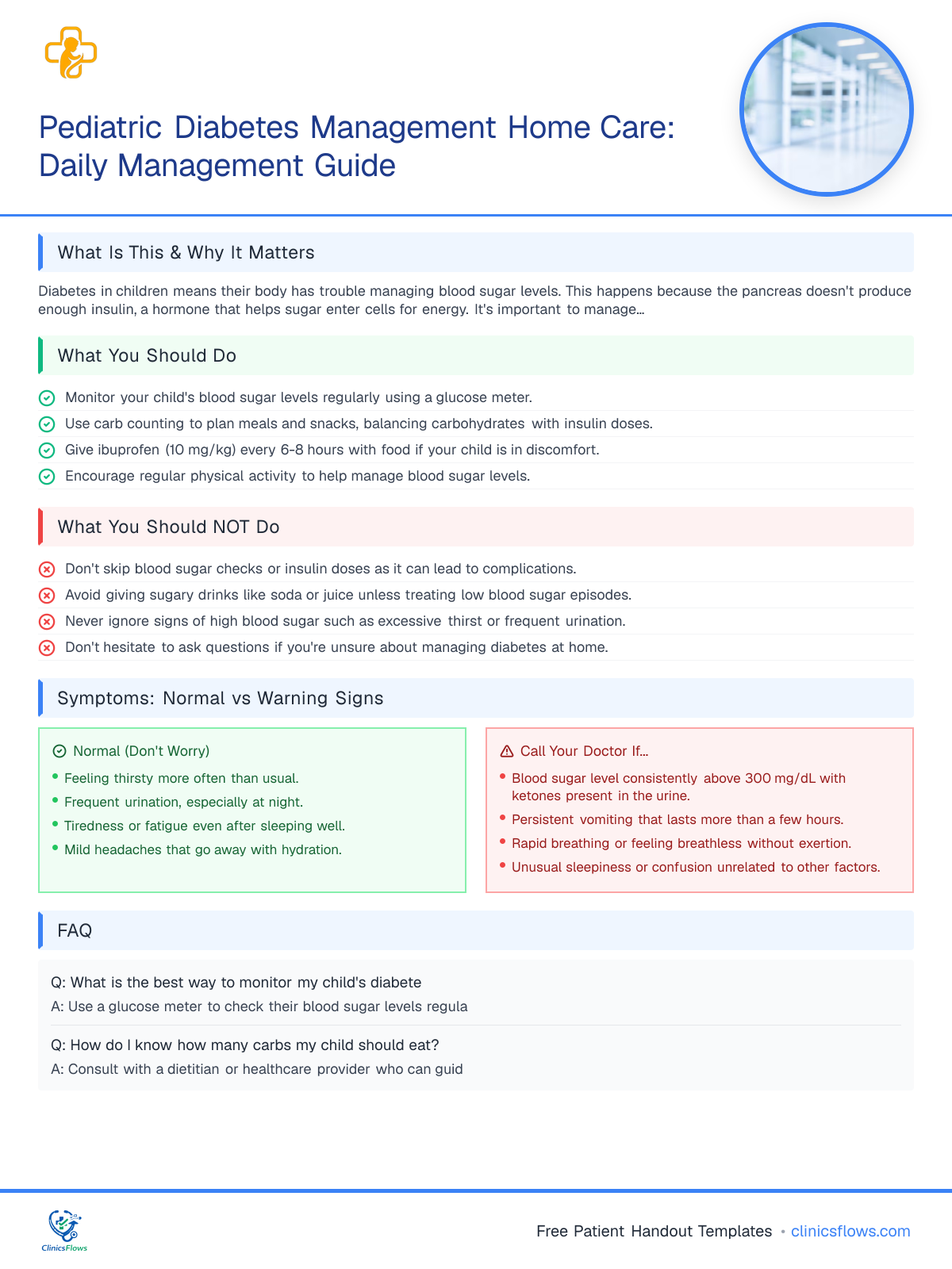 Pediatric Diabetes Management Home Care: Daily Management Guide - patient handout preview