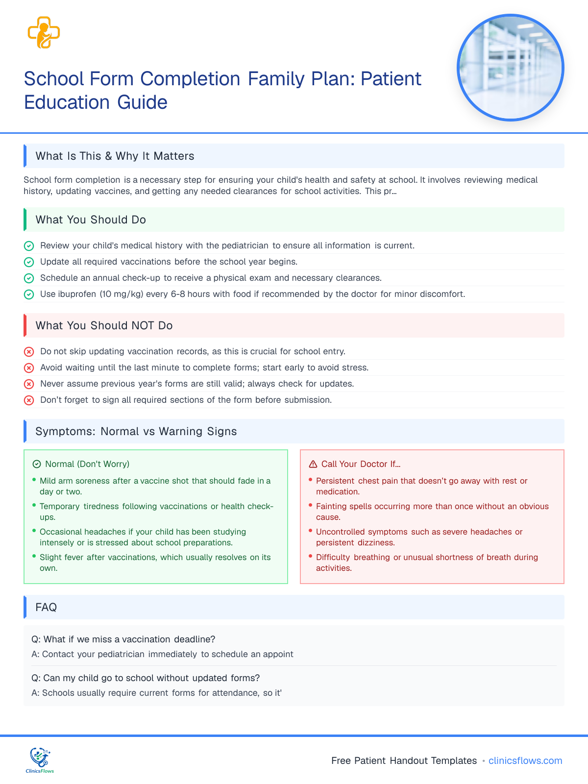 School Form Completion Family Plan: Patient Education Guide - patient handout preview