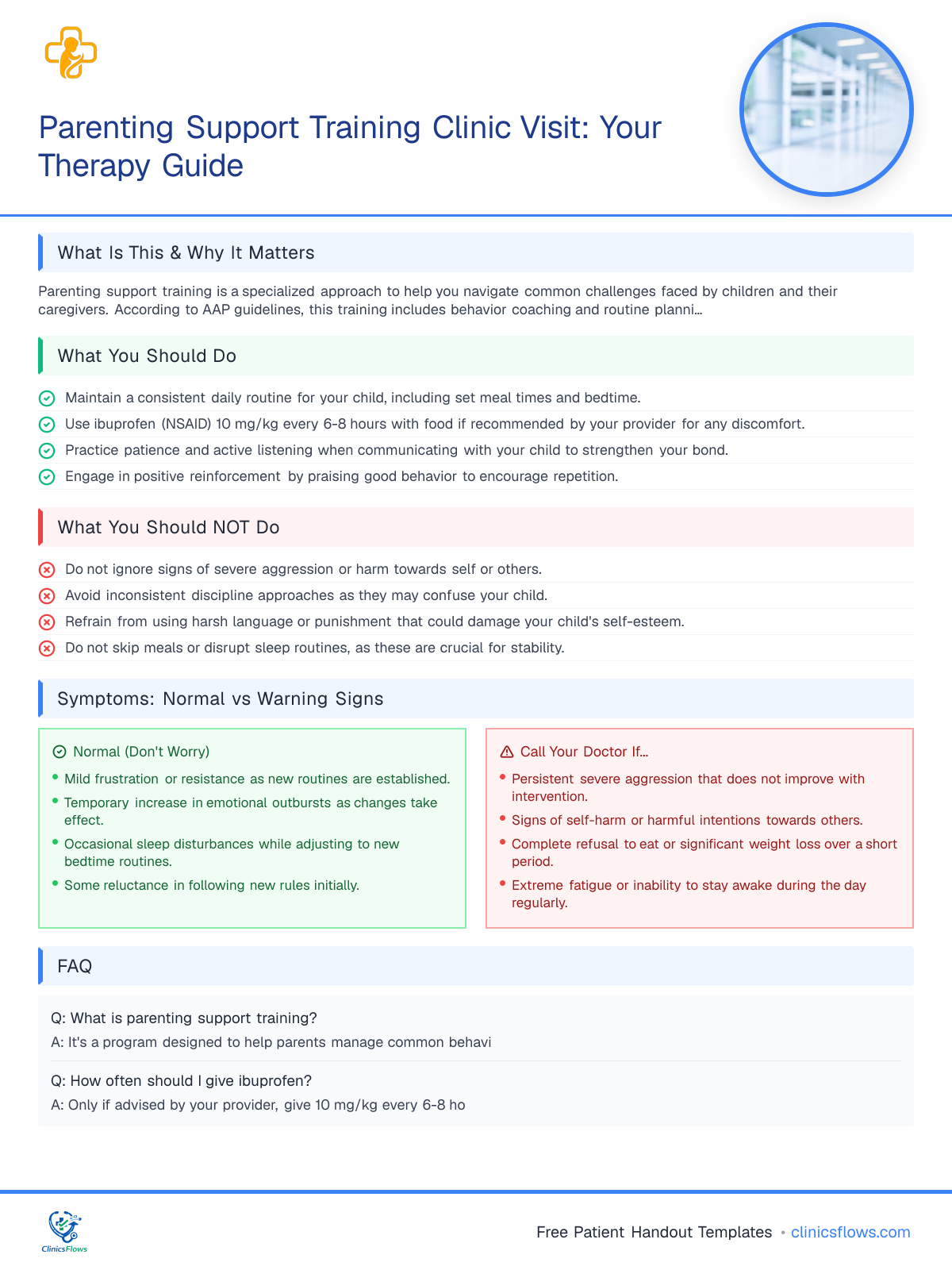 Parenting Support Training Clinic Visit: Your Therapy Guide - patient handout preview
