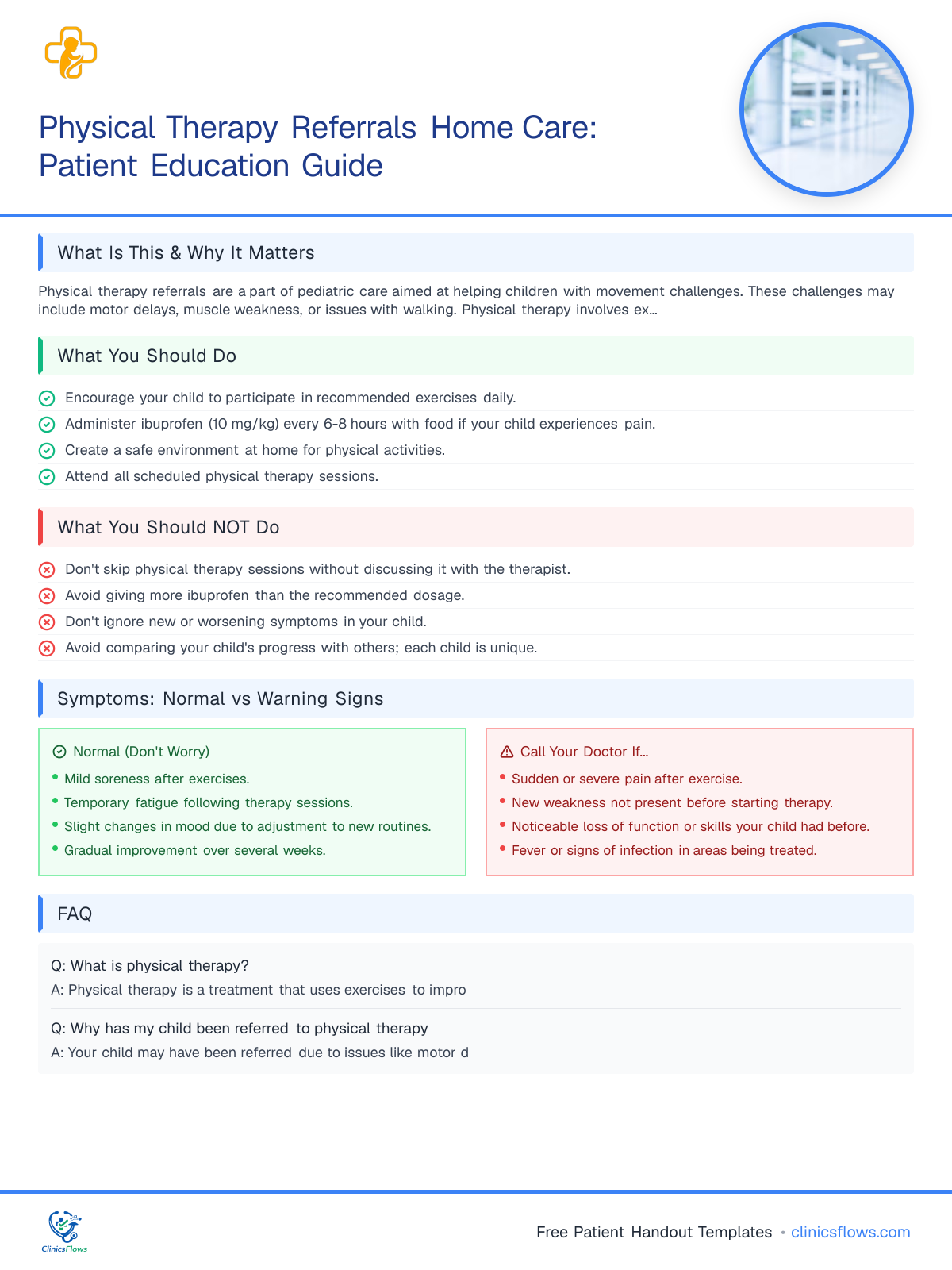 Physical Therapy Referrals Home Care: Patient Education Guide - patient handout preview