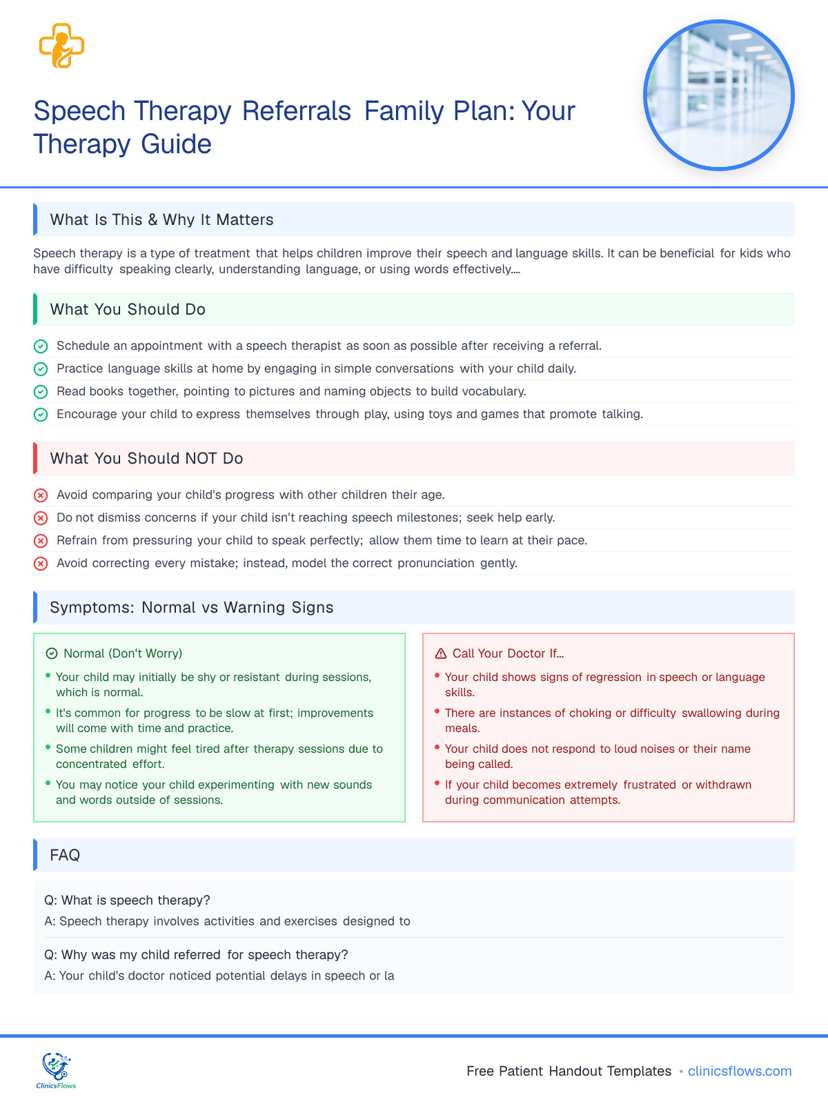Speech Therapy Referrals Family Plan: Your Therapy Guide - patient handout preview