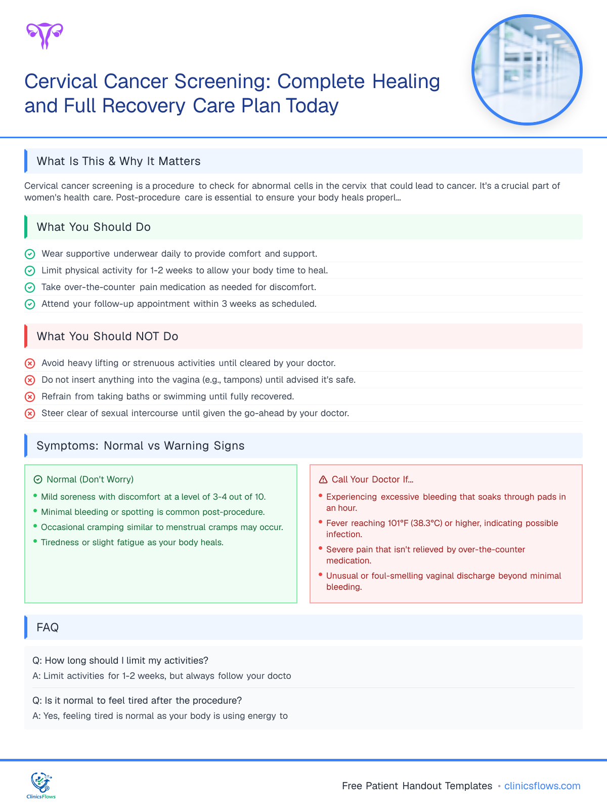 Cervical Cancer Screening: Complete Healing and Full Recovery Care Plan Today - patient handout preview