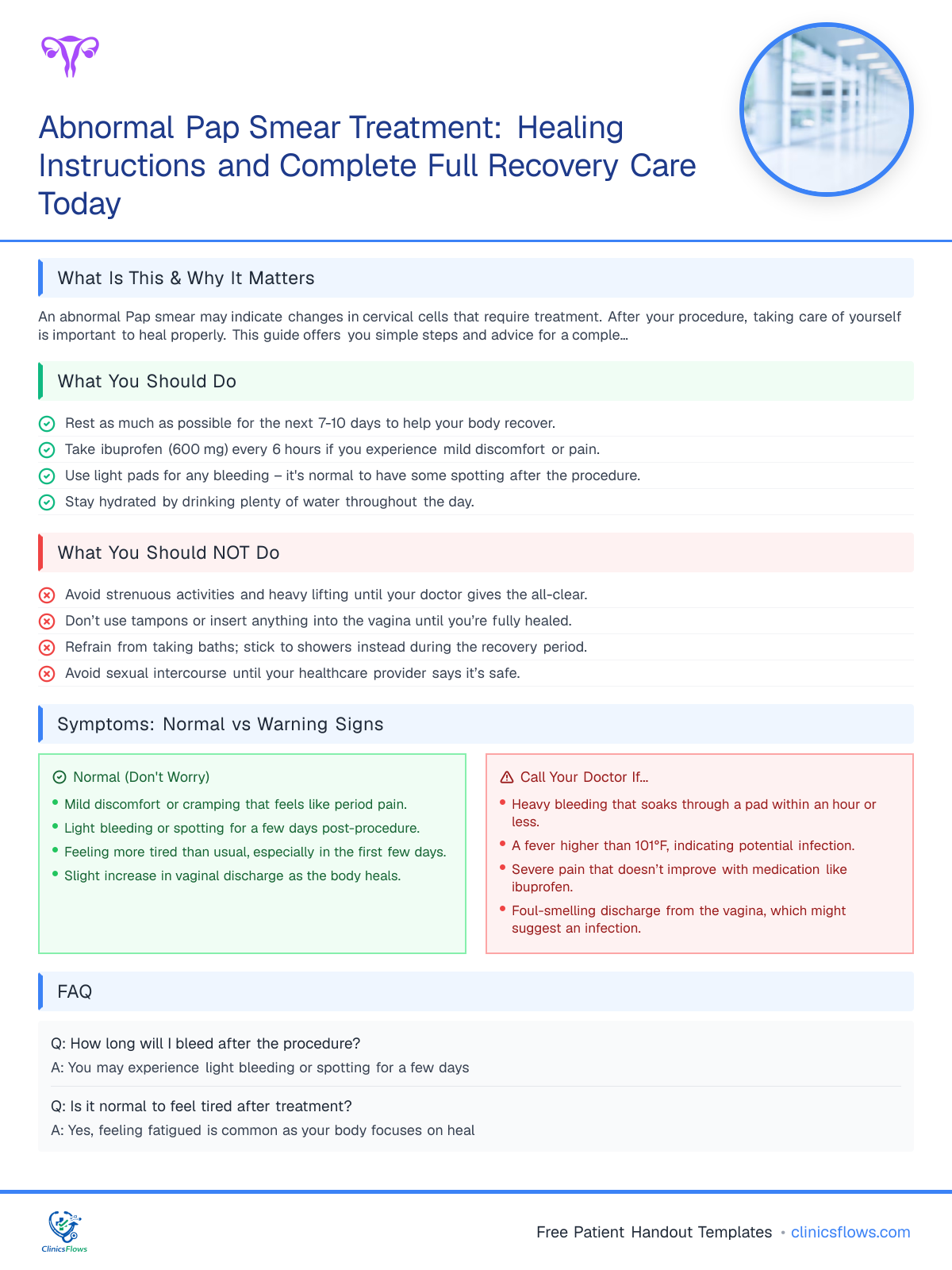 Abnormal Pap Smear Treatment: Healing Instructions and Complete Full Recovery Care Today - patient handout preview