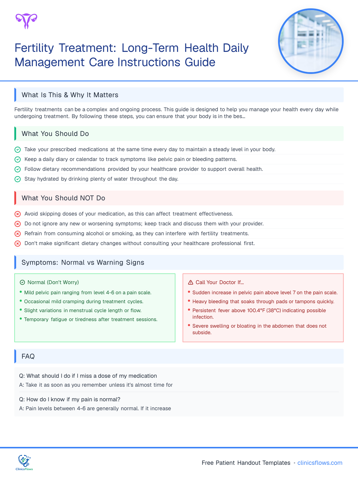 Fertility Treatment: Long-Term Health Daily Management Care Instructions Guide - patient handout preview