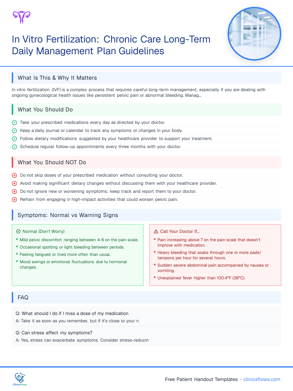 In Vitro Fertilization: Chronic Care Long-Term Daily Management Plan Guidelines - patient handout preview