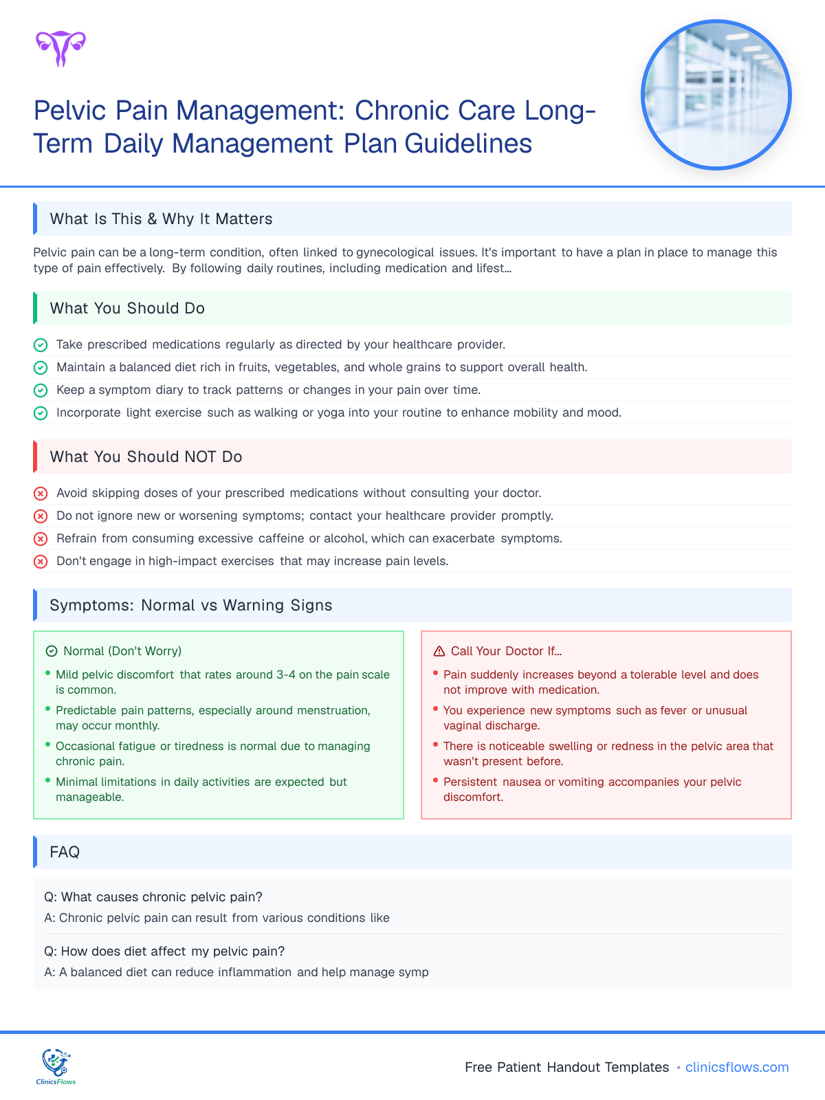 Pelvic Pain Management: Chronic Care Long-Term Daily Management Plan Guidelines - patient handout preview