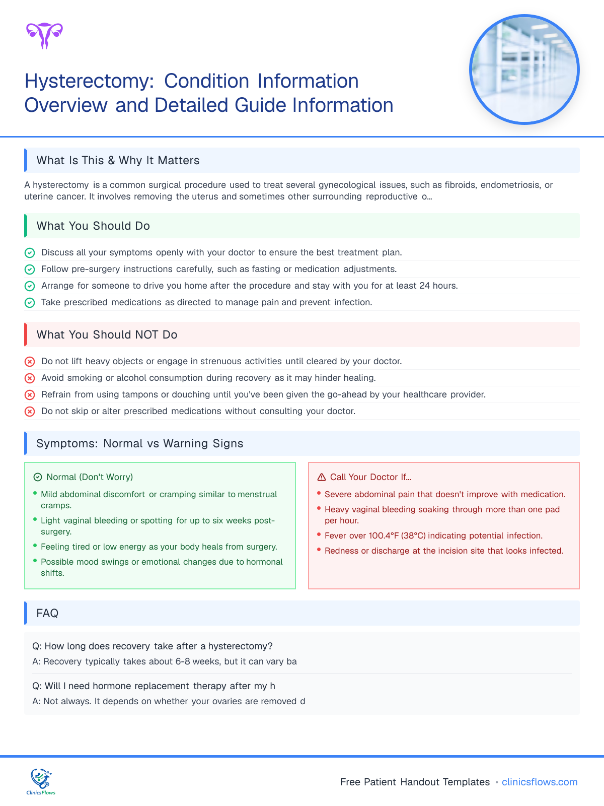 Hysterectomy: Condition Information Overview and Detailed Guide Information - patient handout preview