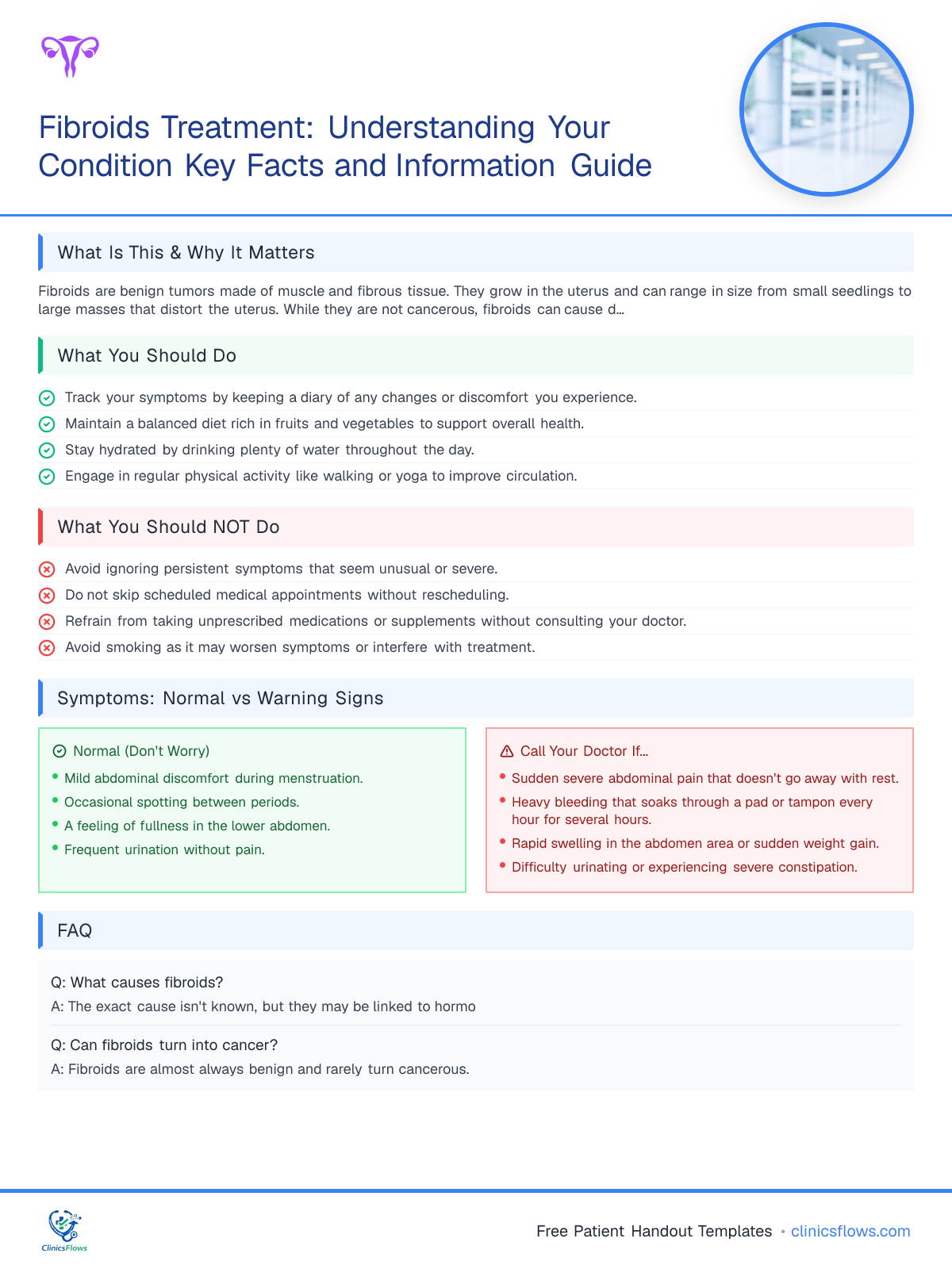 Fibroids Treatment: Understanding Your Condition Key Facts and Information Guide - patient handout preview