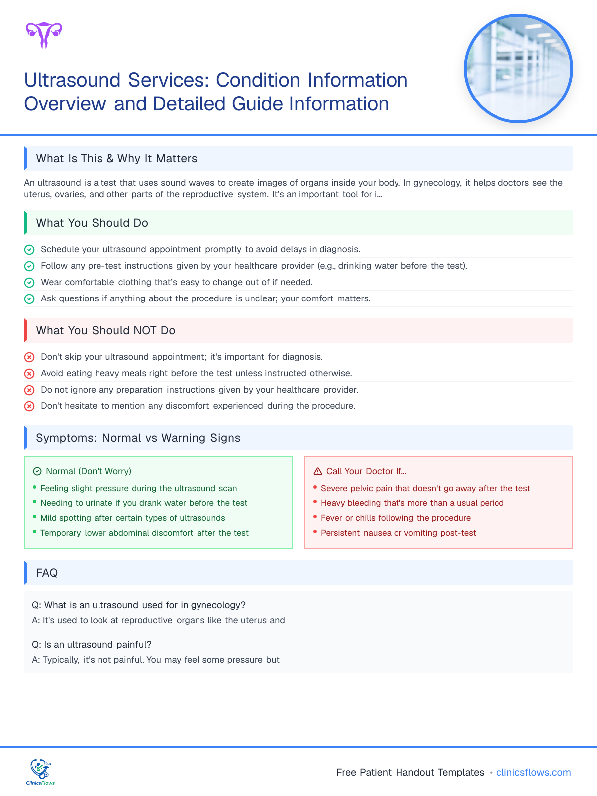 Ultrasound Services: Condition Information Overview and Detailed Guide Information - patient handout preview