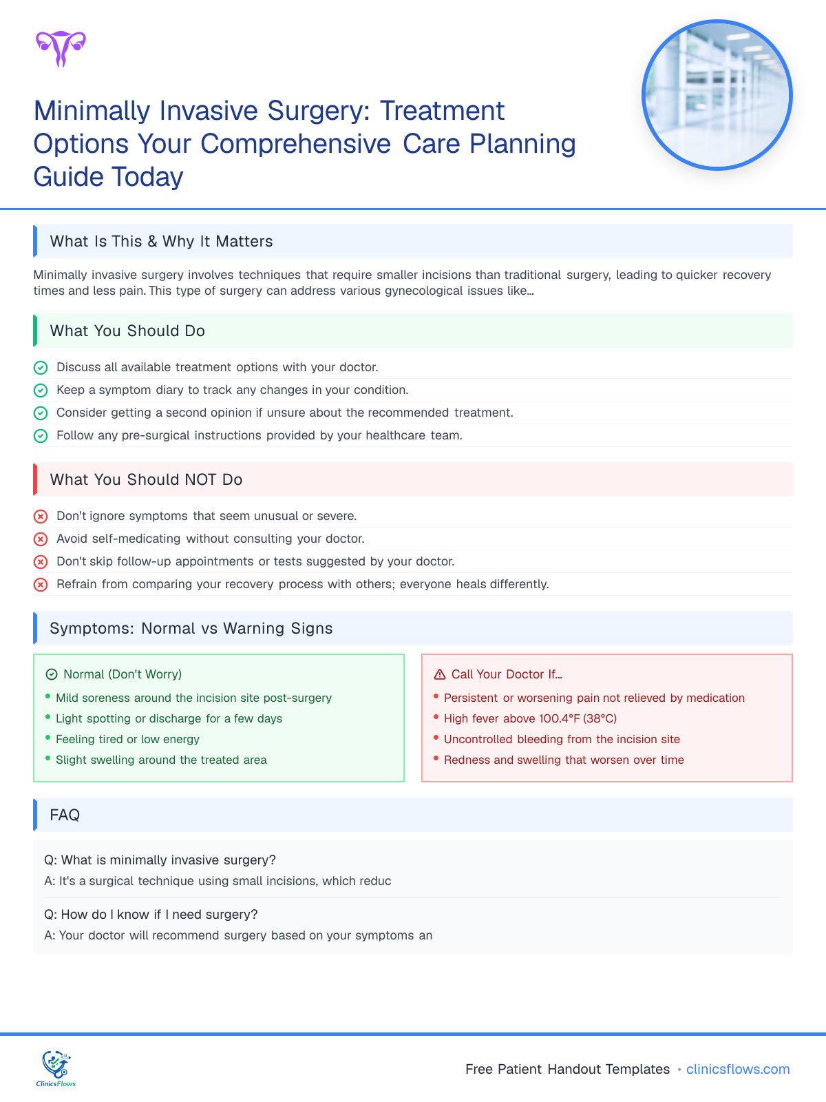 Minimally Invasive Surgery: Treatment Options Your Comprehensive Care Planning Guide Today - patient handout preview
