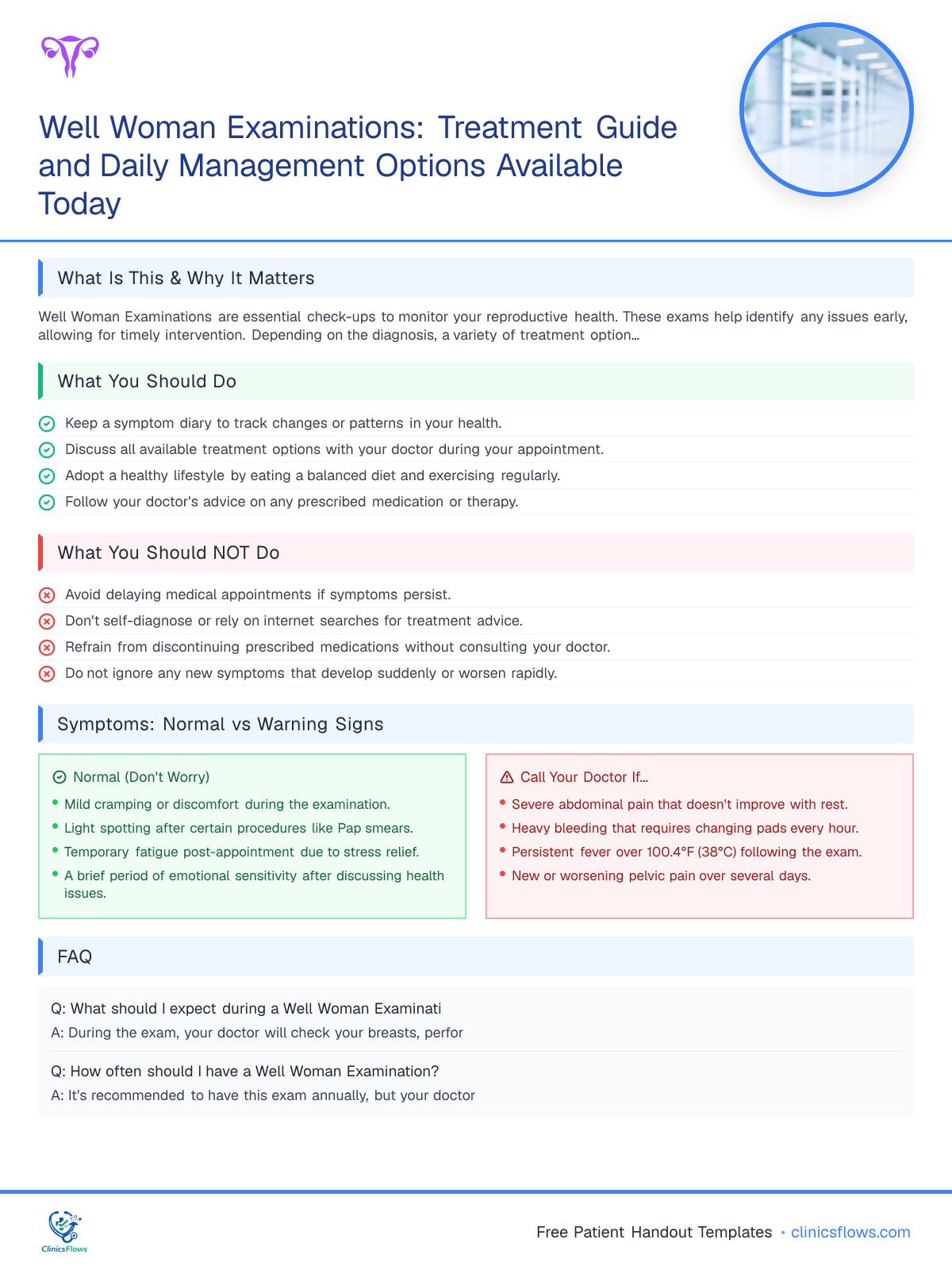 Well Woman Examinations: Treatment Guide and Daily Management Options Available Today - patient handout preview