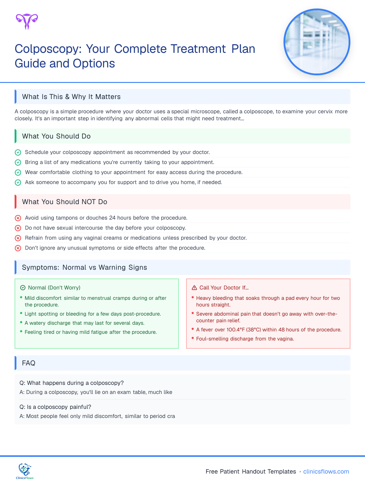 Colposcopy: Your Complete Treatment Plan Guide and Options - patient handout preview