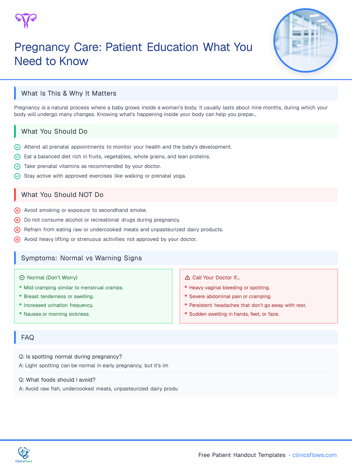 Pregnancy Care: Patient Education What You Need to Know - patient handout preview